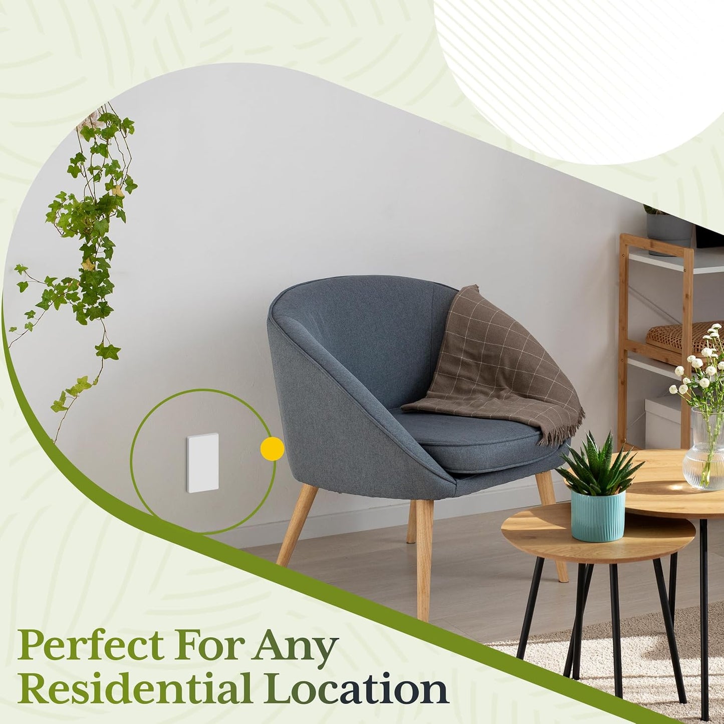 TG Mid-Size Screwless Blank Wall Plate, Child Safe Blank Device Outlet Cover, Medium Size 1-Gang 4.88" H x 3.11" L, Polycarbonate Thermoplastic, UL Listed, SP-MB1-W10P, White (10 Pack)