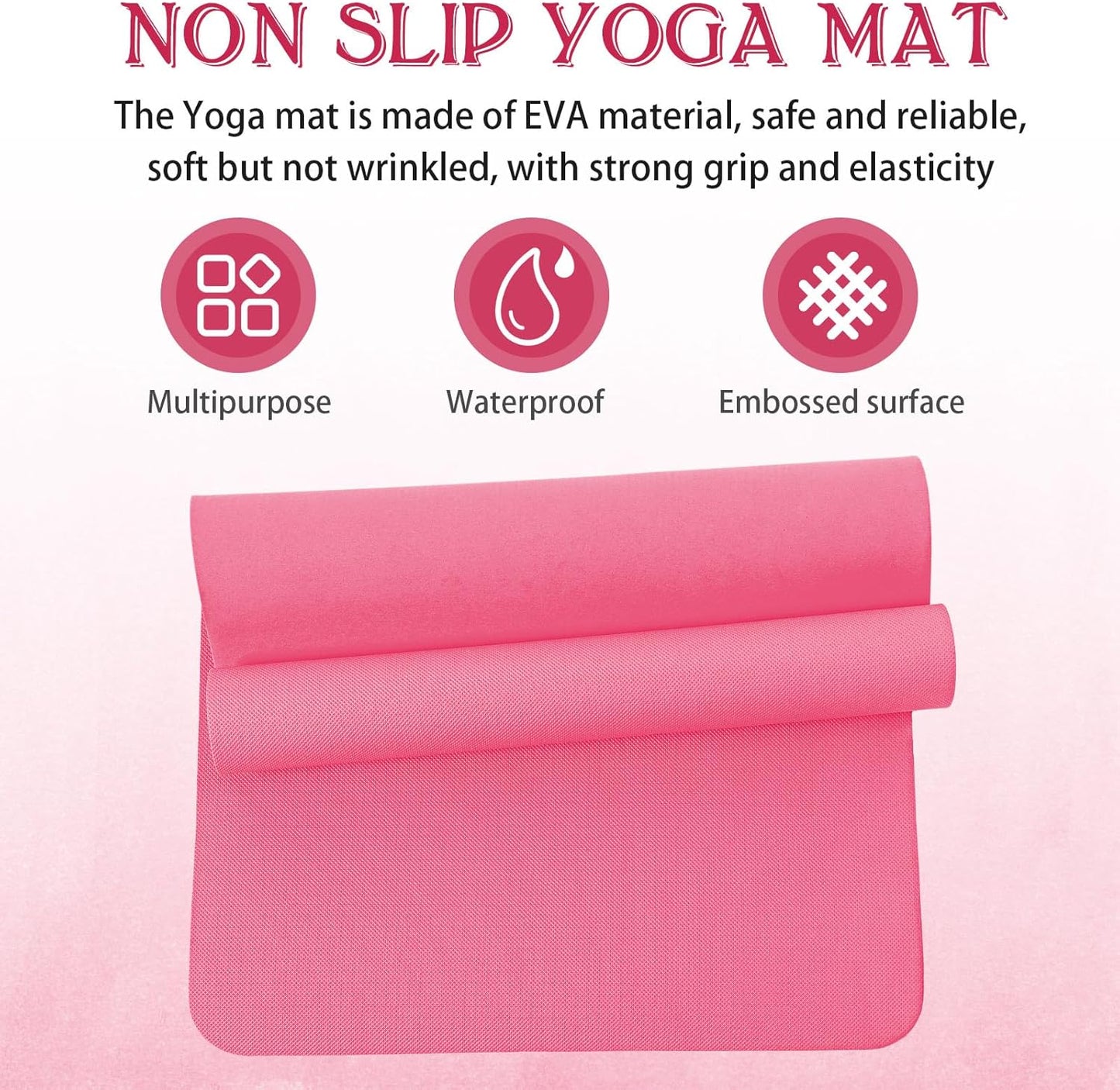 10 Pack Yoga Mats Bulk, 68'' x 24'' x 4mm Thick Yoga Mats for Kids and Adult Gym Mats Bundle Latex Free Exercise Mats with Non Slip Texture for Outdoor Yoga, Pilates or Workout