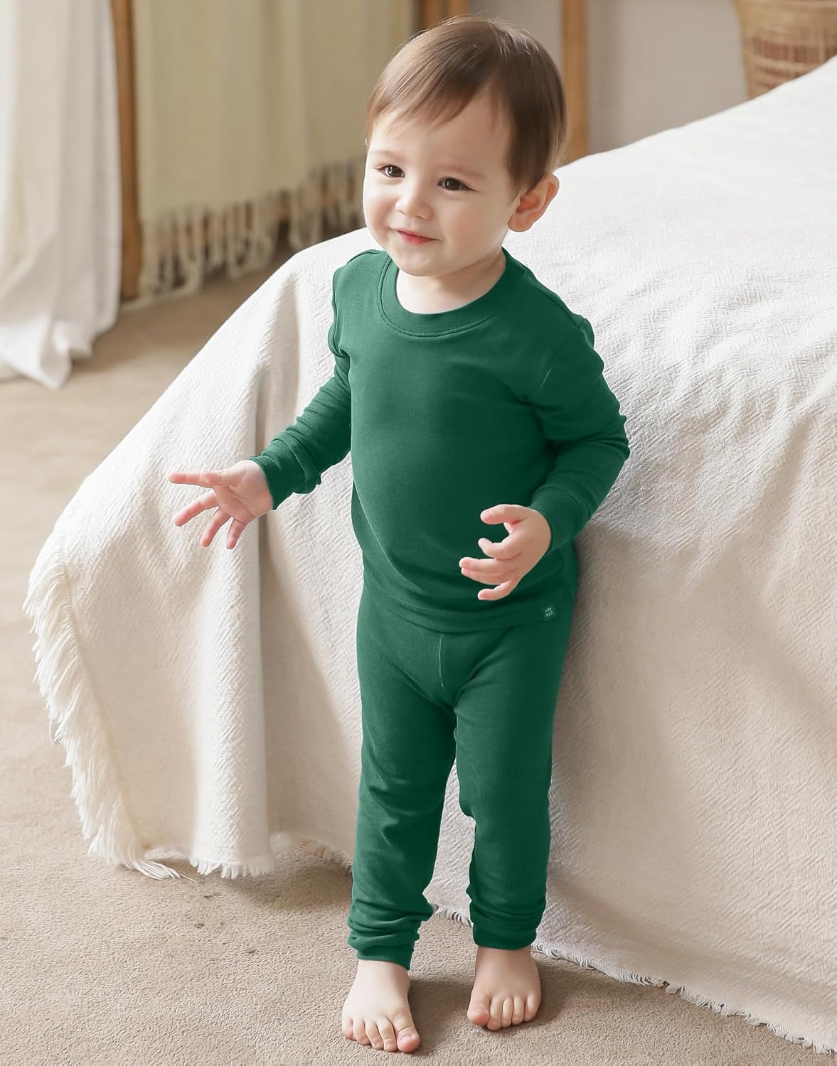 VAENAIT 6M-12Y Toddler Toddler Kids Toddler Girls Boys Soft Comfy Modal Tencel Solid Raglan Sleepwear Pajamas Pjs 2pcs Set