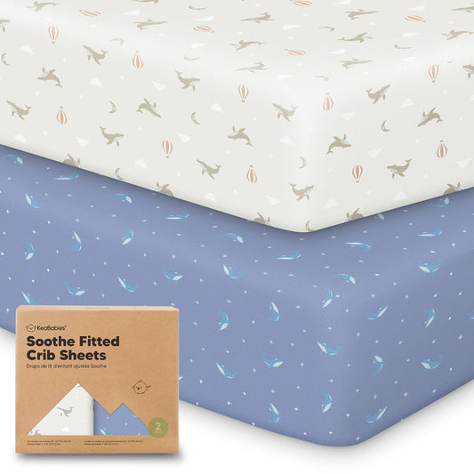 KeaBabies 2-Pack Organic Crib Sheets for Boys, Girls - 52x28 Fitted Crib Mattress Sheet Neutral, Breathable Jersey Cotton Cover for Baby Bed, Toddler Mattress, Soft & Cute Prints (Marine Muse)