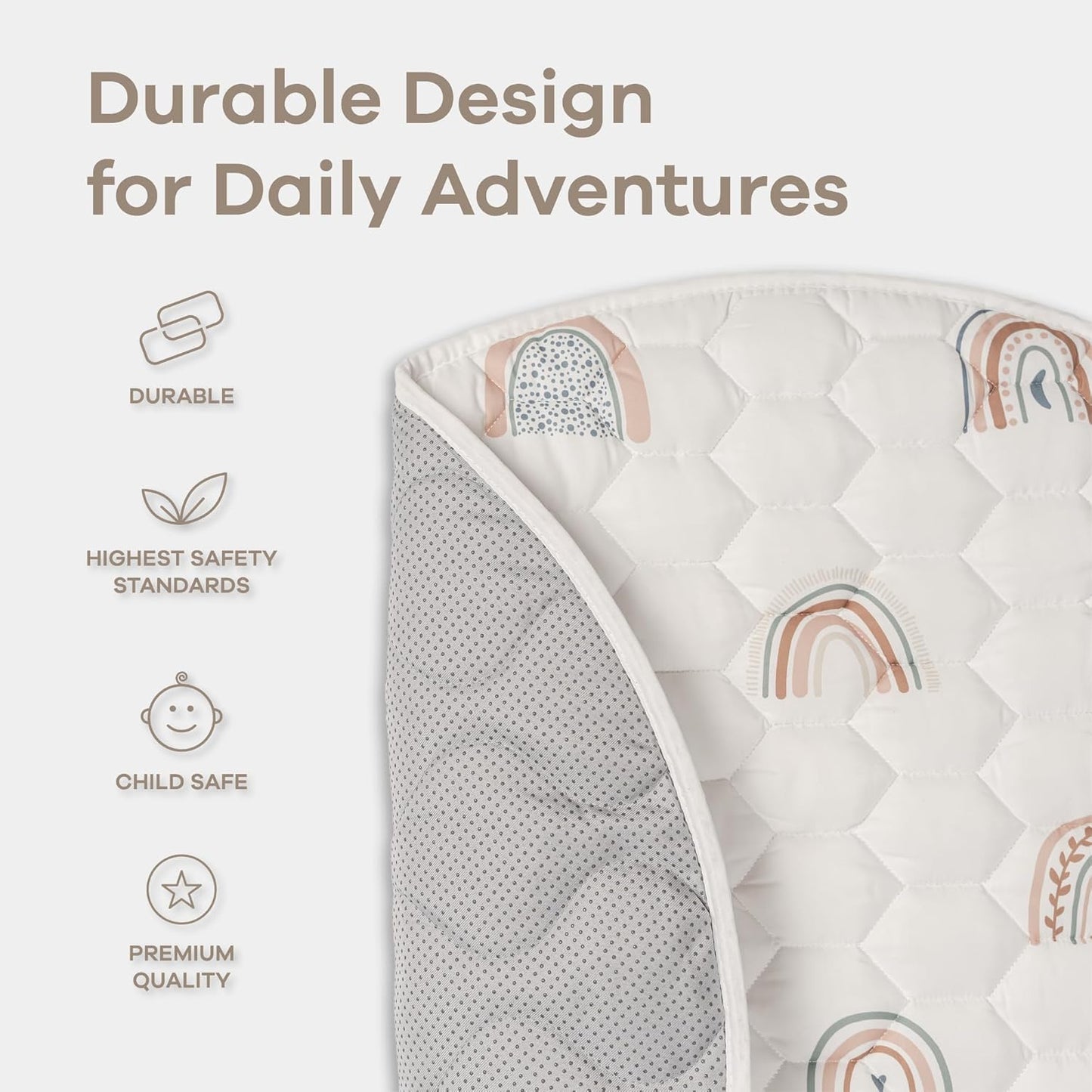 Comfy Cubs Round Kids Play Mat - Large 60 inches Soft Quilted Baby Floor Mat with Non-Slip Bottom - Plush Design for Toddlers' Playtime and Relaxation - Comfortable and Durable - Rainbow