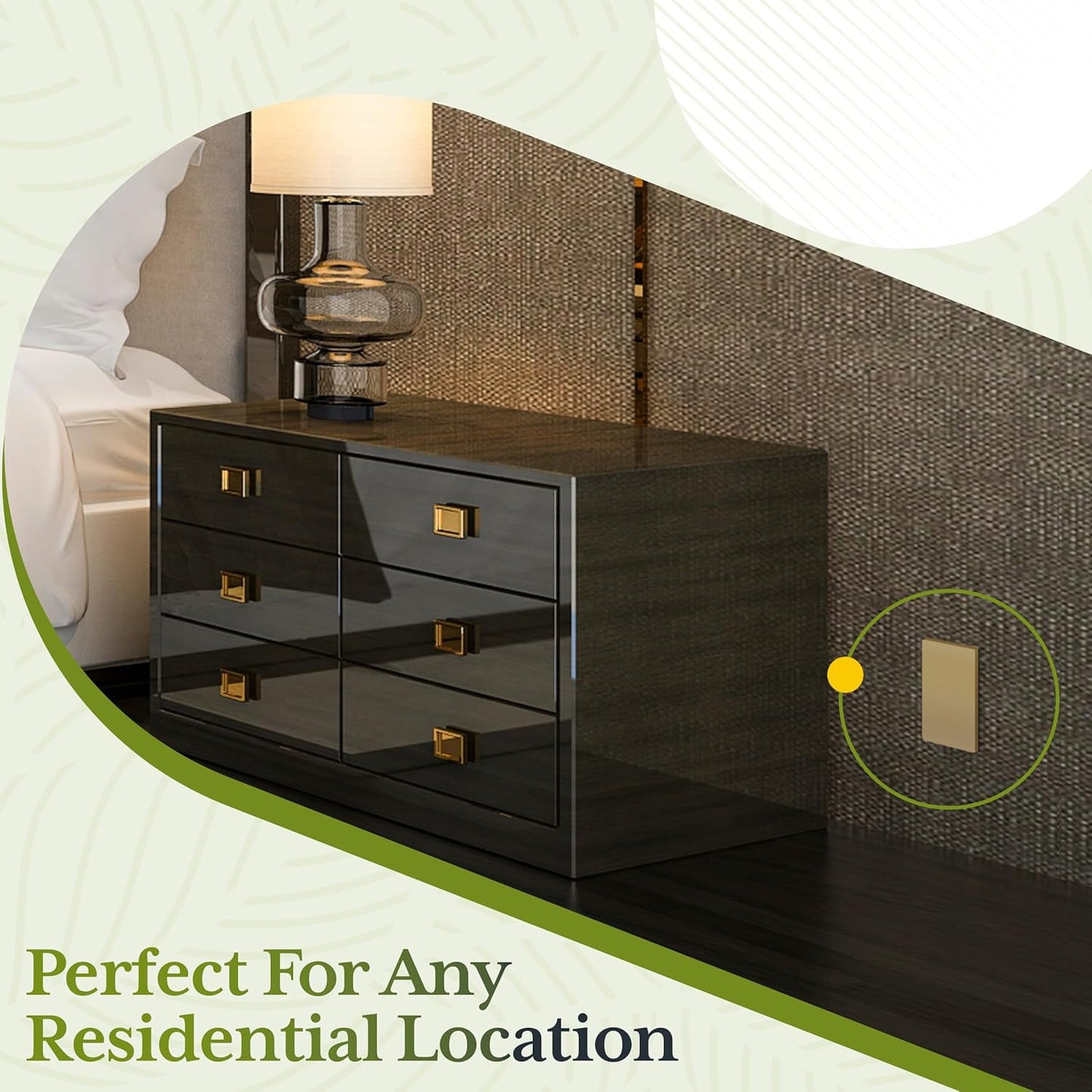 TG Mid-Size Screwless Blank Wall Plate, Child Safe Blank Device Outlet Cover, Medium Size 1-Gang 4.88" H x 3.11" L, Polycarbonate Thermoplastic, UL Listed, SP-MB1-GD, Gold (1 Pack)