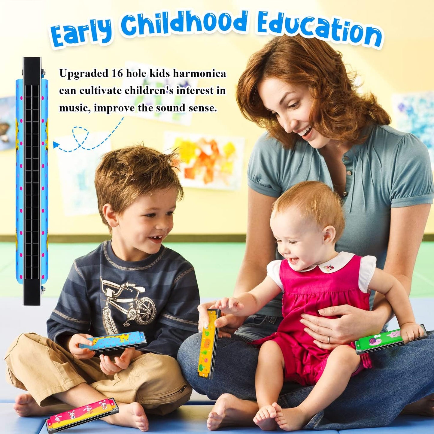 12 Styles Harmonica for Kids, Lightweight Harmonicas with Double Row of 16 Holes, Harmonica for Toddler, Kids, Adult Beginners' Musical Instrument Toy Gift (Over 3 Years Old)