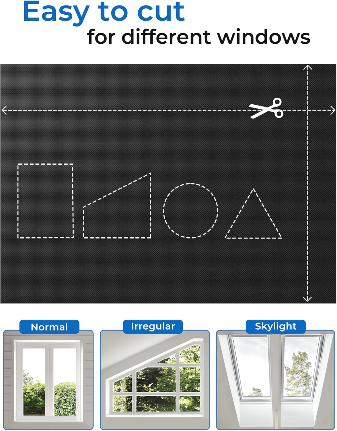 Sumobaby Blackout Curtains for Bedroom Portable 38"x36",No Drill Blackout Shades with Upgraded Hook&Loop Tapes,100% Black Out Window Cover,Thermal Insulated Blinds for Bedroom,Nursery(1 Panel,Black)