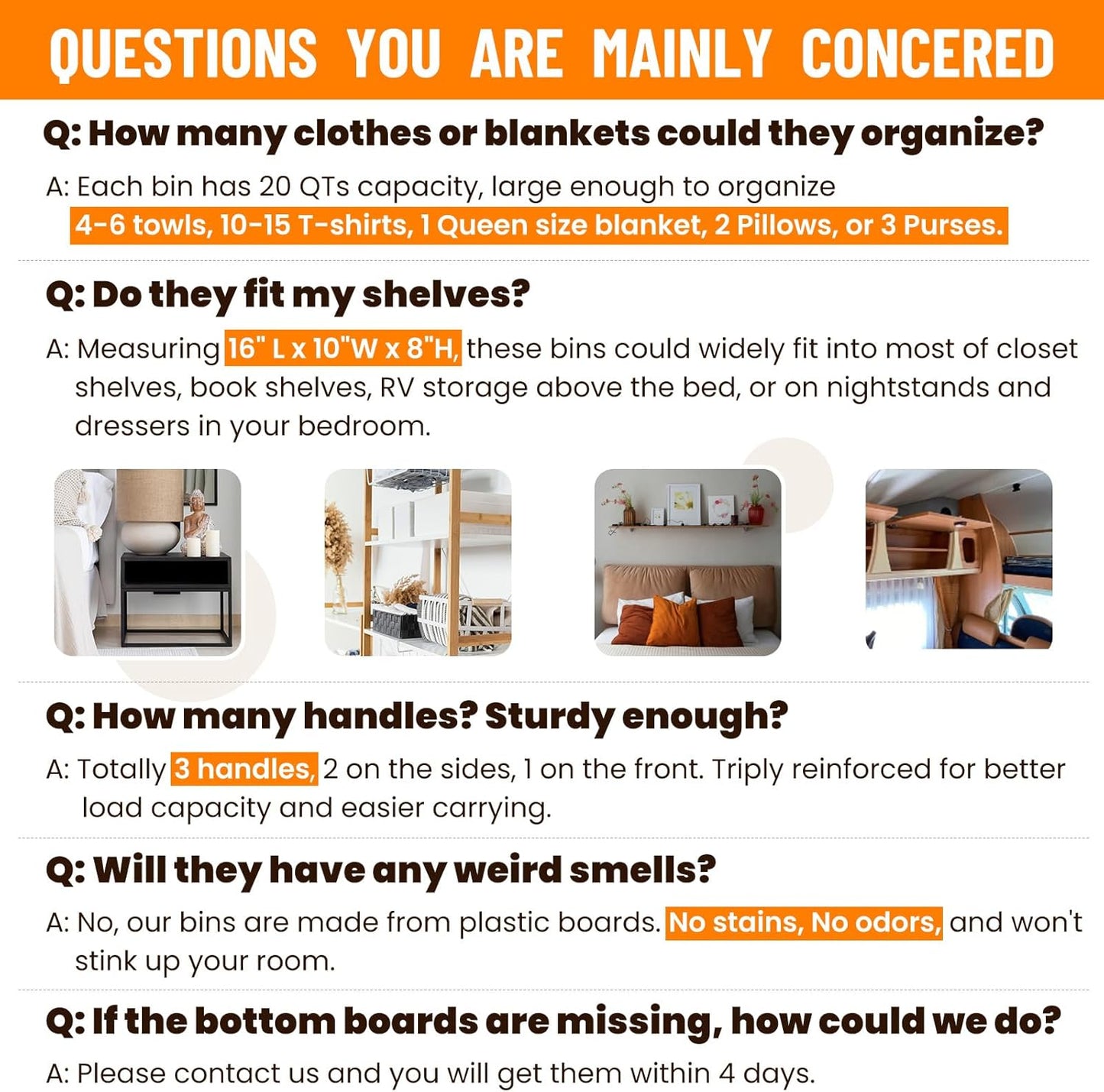 Criusia 4 Pack Large Closet Shelf Organizer Bins with Handles - Fabric Trapezoid Storage Baskets for Clothes, Towel, Blanket, Purse, Hats