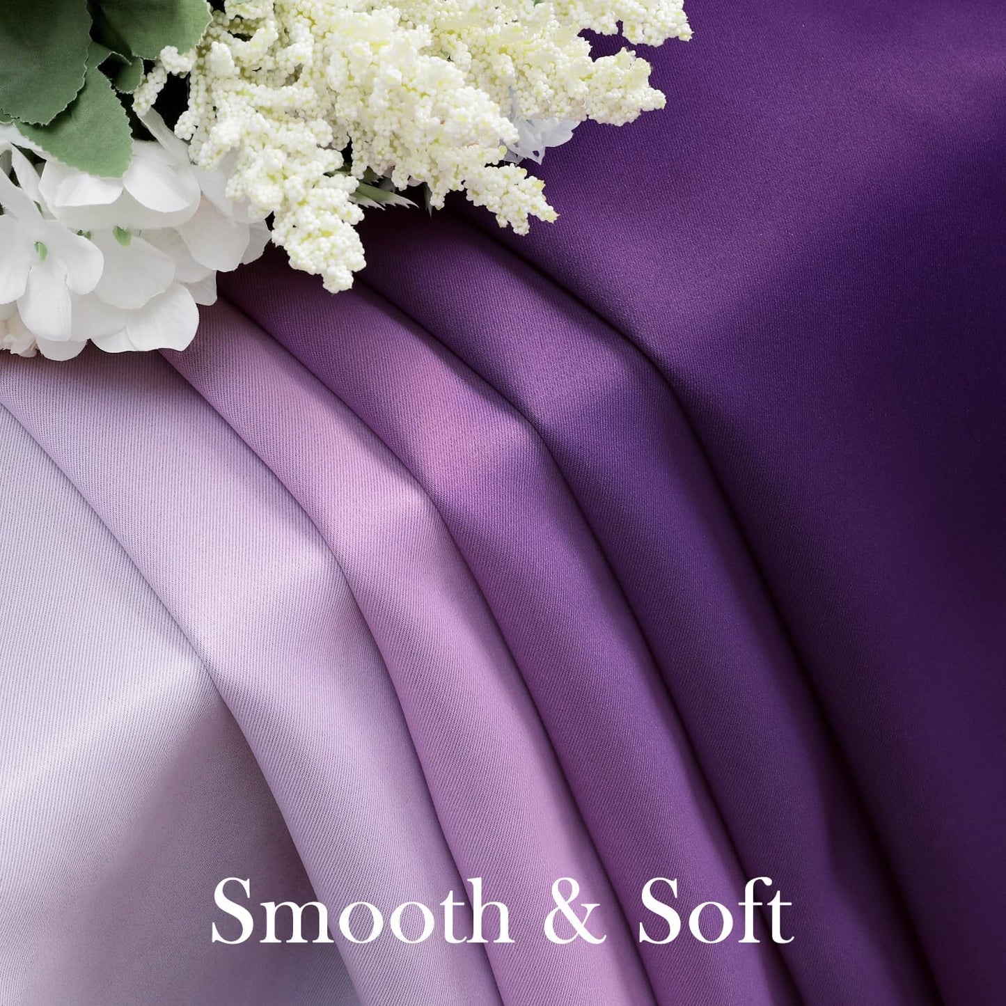 HOMEIDEAS Purple Ombre Blackout Curtains 52 X 84 Inch Length Gradient Room Darkening Thermal Insulated Energy Saving Grommet 2 Panels Window Drapes for Living Room, Bedroom