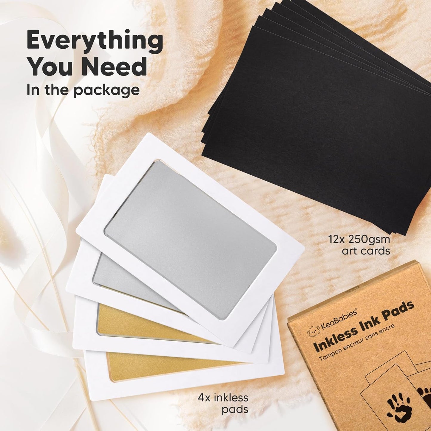 4-Pack Inkless Baby Hand and Footprint Kit - Mess Free Ink Pad for Newborn Keepsake, Dog Nose & Paw Print Kit, Clean Touch Ink Pad for Baby Hand & Footprints, Ideal New Mom Gifts (Gold/Silver)