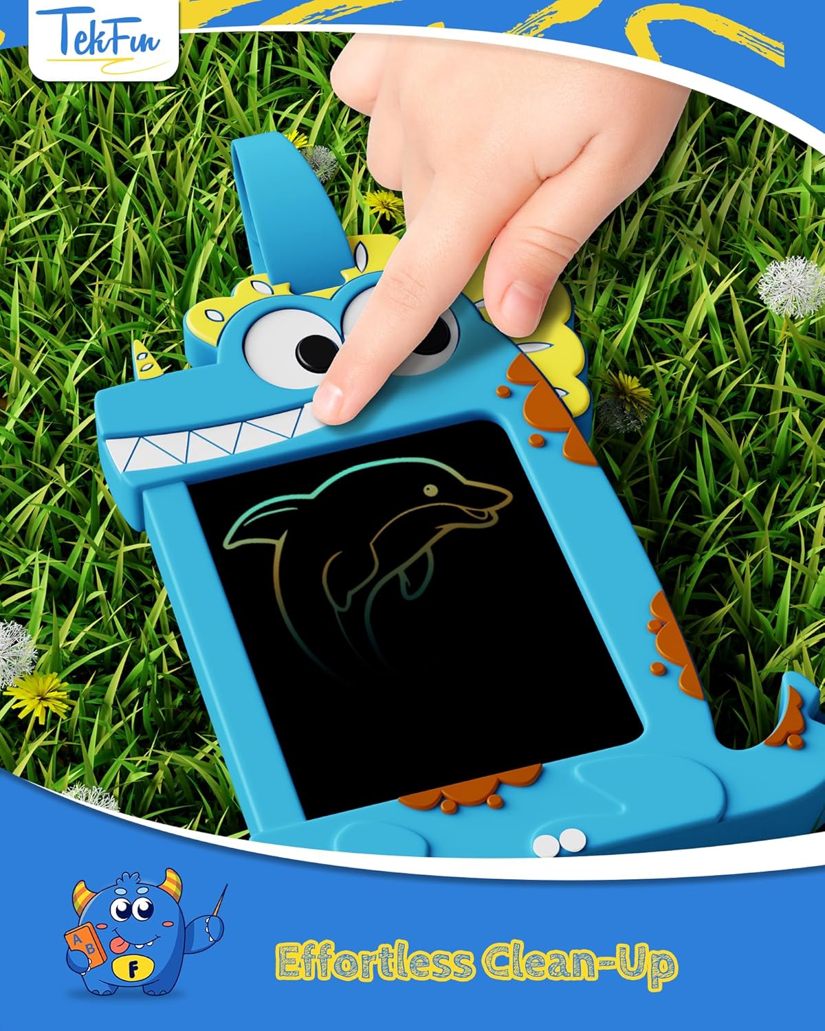 TEKFUN NanoDoodle Toys, Dinosaur Toys for Kids 4.5in LCD Writing Tablet Drawing Board for Classroom School Home, Christmas Gifts for Boys Girls 3-10 Years Old