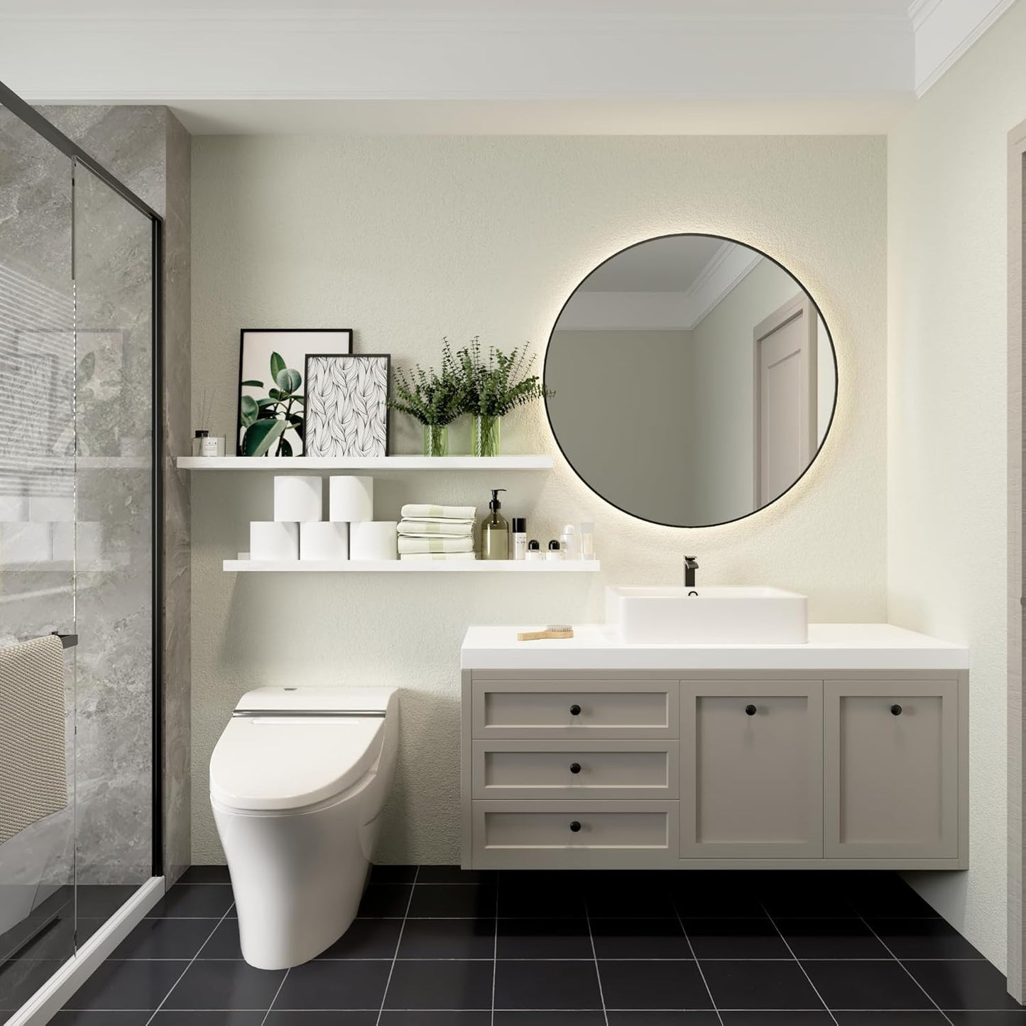 36 Inches Long Floating Shelves Wall Mounted, 2 Set Modern White Wall Shelf for Bedroom, Nursery Book Shelf with Lip, Picture Ledge Shelf for Wall Decor Living Room Bathroom Kitchen - White