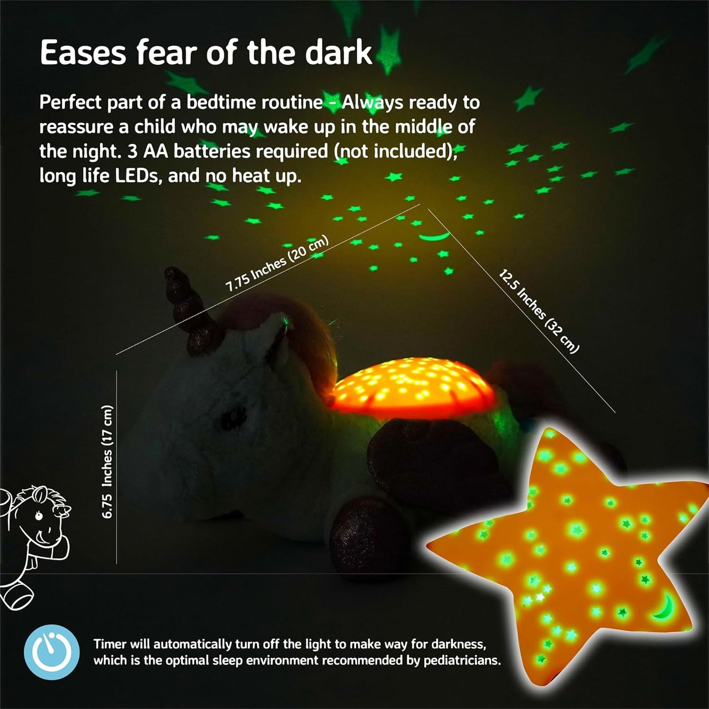Cloud b Calming Nightlight Star Projector | Gentle Brightness | 3 Colors | 3 Constellations | Auto-Shutoff | Unicorn w/ Wings