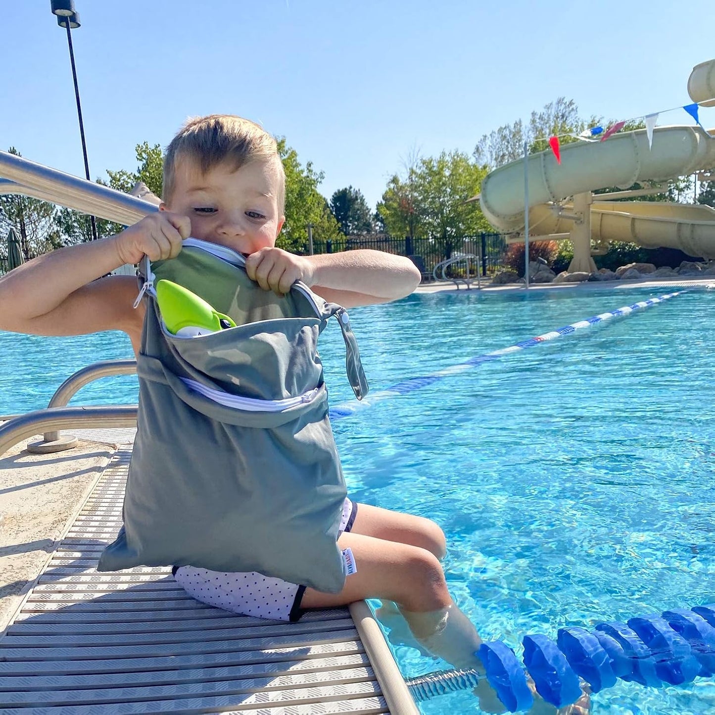 ALVABABY 2pcs Cloth Diaper Wet Dry Bags Waterproof Reusable with Two Zippered Pockets Travel Beach Pool Daycare Soiled Baby Items Yoga Gym Bag for Swimsuits or Wet Clothes LZ1920