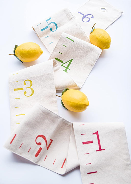 Rainbow Canvas Family Height Chart Ruler - Children's Growth Tracker for Nursery Wall - Kids Room Decor Keepsake