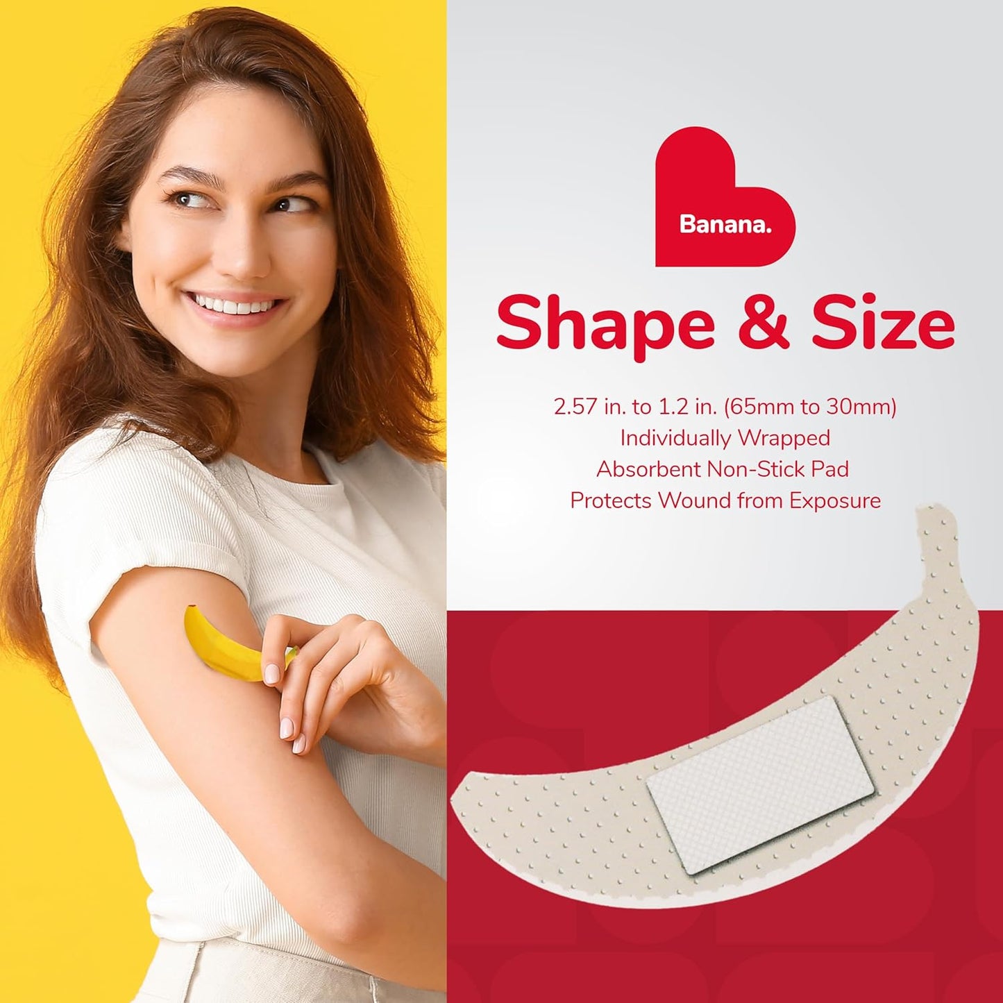 BioSwiss Bandages, Banana Shaped Self Adhesive Bandage, Latex Free Sterile Wound Care, Fun First Aid Kit Supplies for Kids, 24 Count