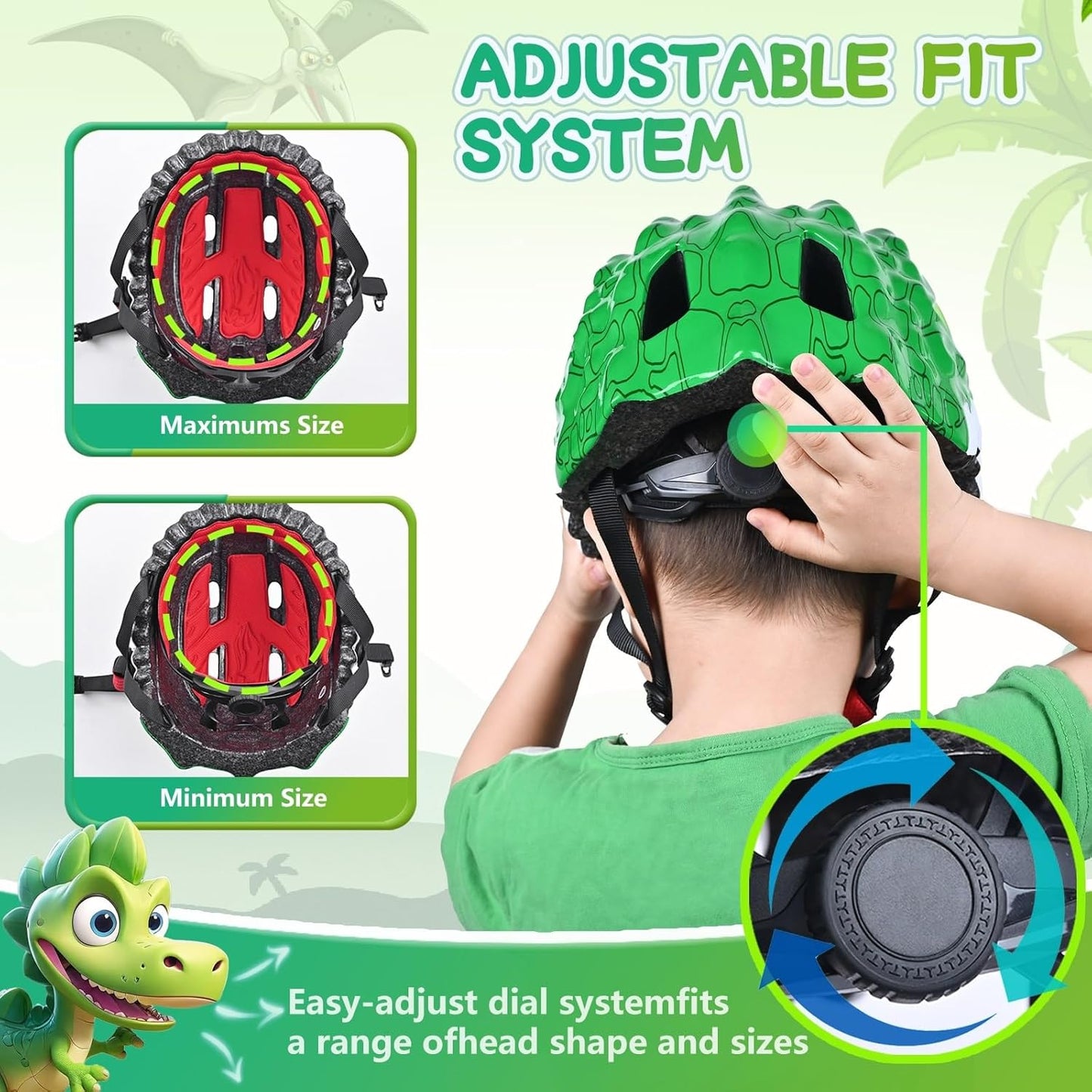 Toddler/Kids Bike Helmet Set for Boys Girls 3D Adjustable Kids Helmet Protective Gear Set Knee Elbow Wrist Pads and Multi-Sports Skateboard Scooter Cycling Roller Balance Bike