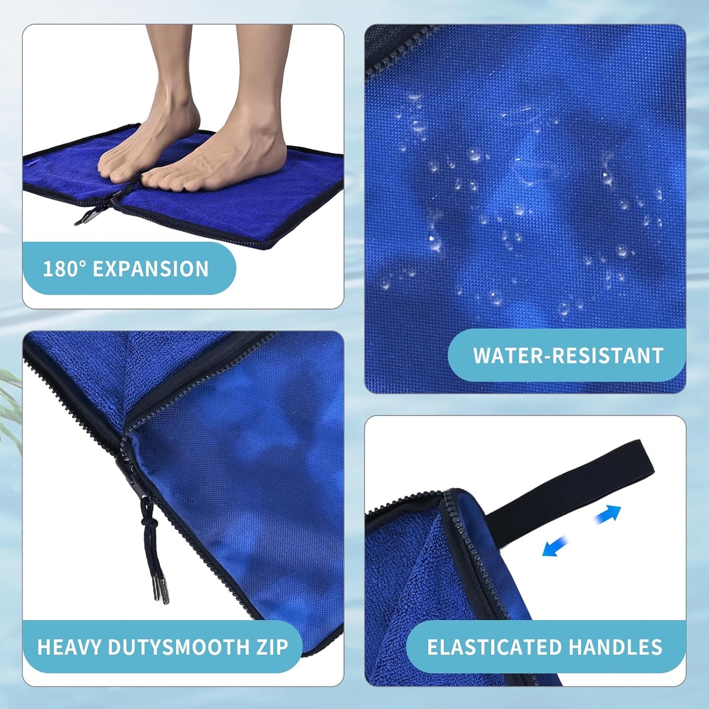 Wet Bag, Wet Dry Bag, Wet bag for swimsuit,Travel, Beach, Pool, Diapers, Dirty Yoga Gym Clothes, Waterproof Embedded Towel Wet Bag(Fleece)-Leakproof Wet Clothes Bag, Beach Travel Essentials