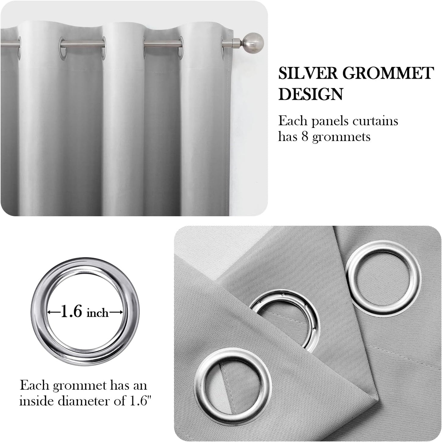 HOMEIDEAS Black Ombre Blackout Curtains 52 X 63 Inch Length Gradient Room Darkening Thermal Insulated Energy Saving Grommet 2 Panels Window Drapes for Living Room, Bedroom