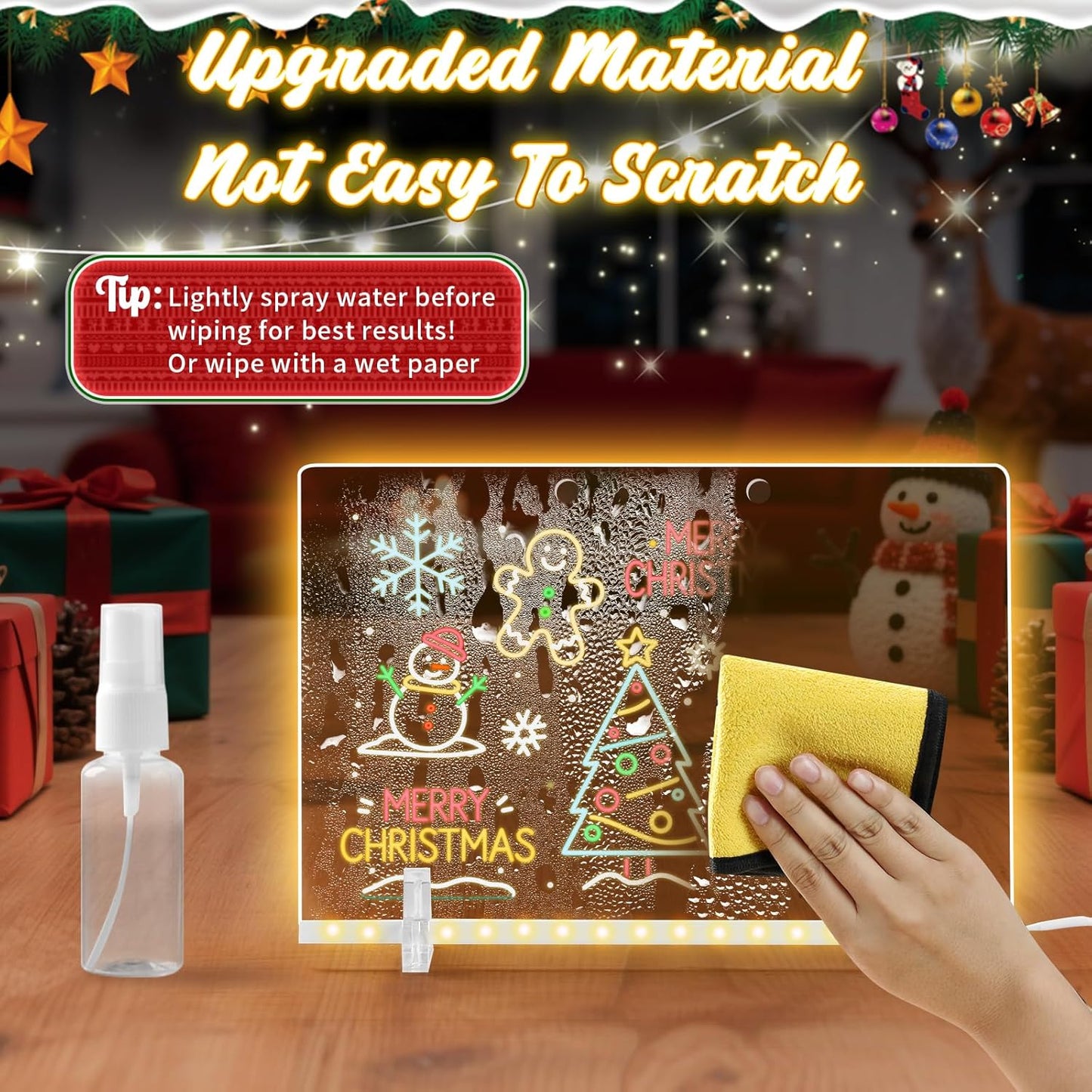 Lumiboard Led Drawing Board with 7 Colors,14"X10" Acrylic Dry Erase Board with Light, Include Adapter, Hanging Chain, Led Drawing Board for Kids with Stand,Birthday and Christmas Gifts for Kids