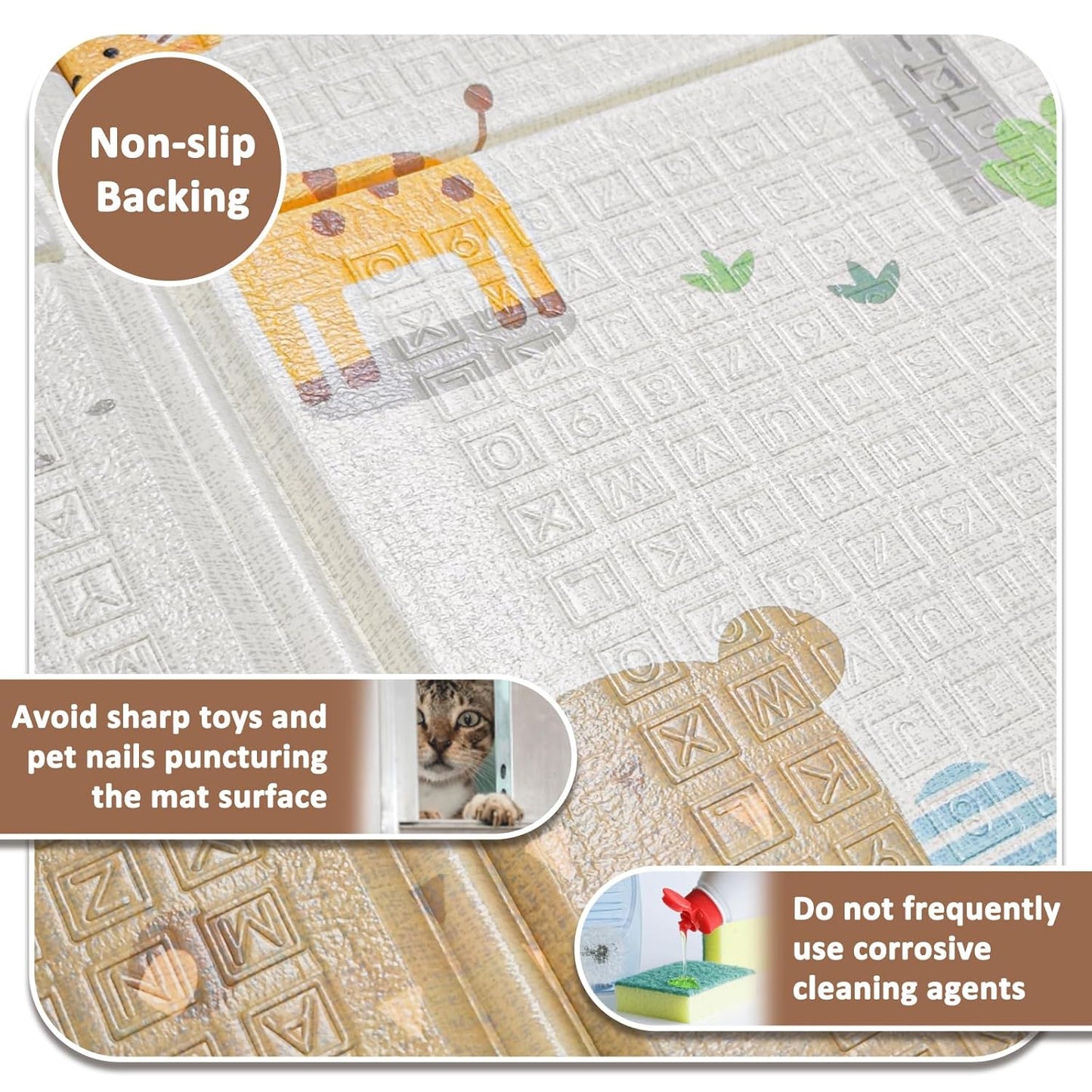 FLAGAV Baby Play Mat, 79 x 59 Inch Foldable Playmat for Babies and Toddlers, Waterproof and Non-Toxic Crawling Mat, Reversible Foam Play Area for Infant Tummy Time, Indoor & Outdoor Use - 200x150 cm