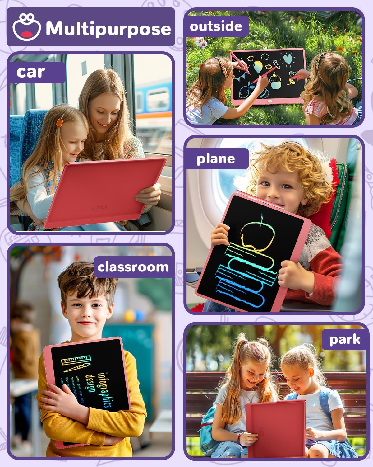 ORSEN LCD Writing Tablet 16 inch - Toddler Toys for 3 4 5 6 7 8 Year Old Girls Boys Birthday Gift Doodle Board Colorful Drawing Pad for Kids, Pink