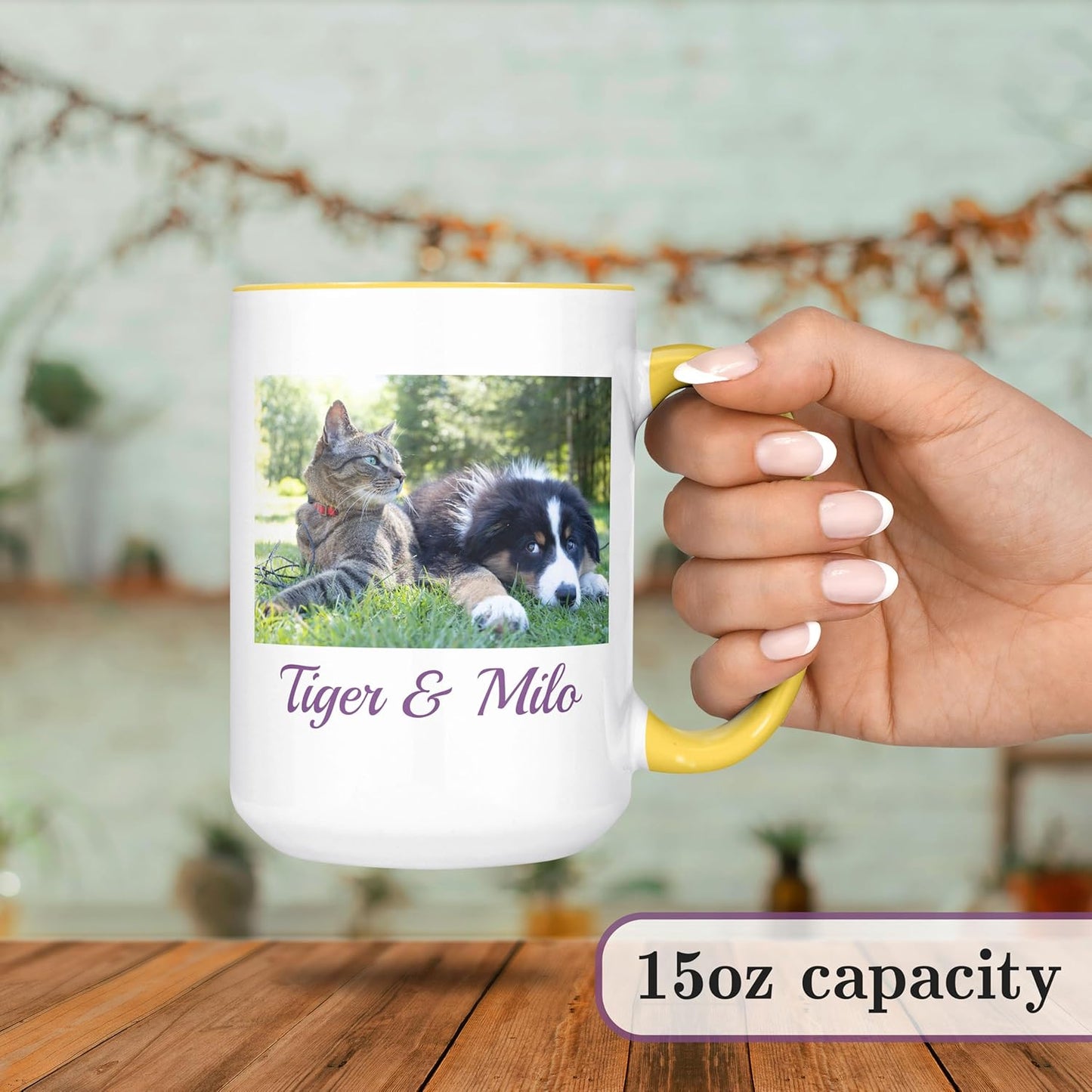 Personalized Coffee Mug, Custom Photo Text 15 Oz Ceramic Mug, Customized Picture Name Tea Cup, Unique Gift Idea, Taza Cafe Personalizadas Fotos, Cute Custom Gifts Mom Women Men, Mother's Day, Yellow