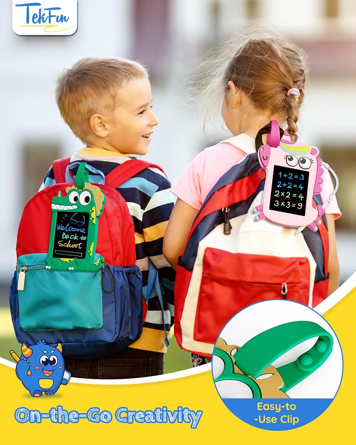 TEKFUN NanoDoodle Gift for Kids, Dinosaur Boys Toys 4.5in LCD Drawing Board, Activity Portable Gift Personality Tag Kid Toys for Birthday Christmas Gift Toddlers 3-10 Years