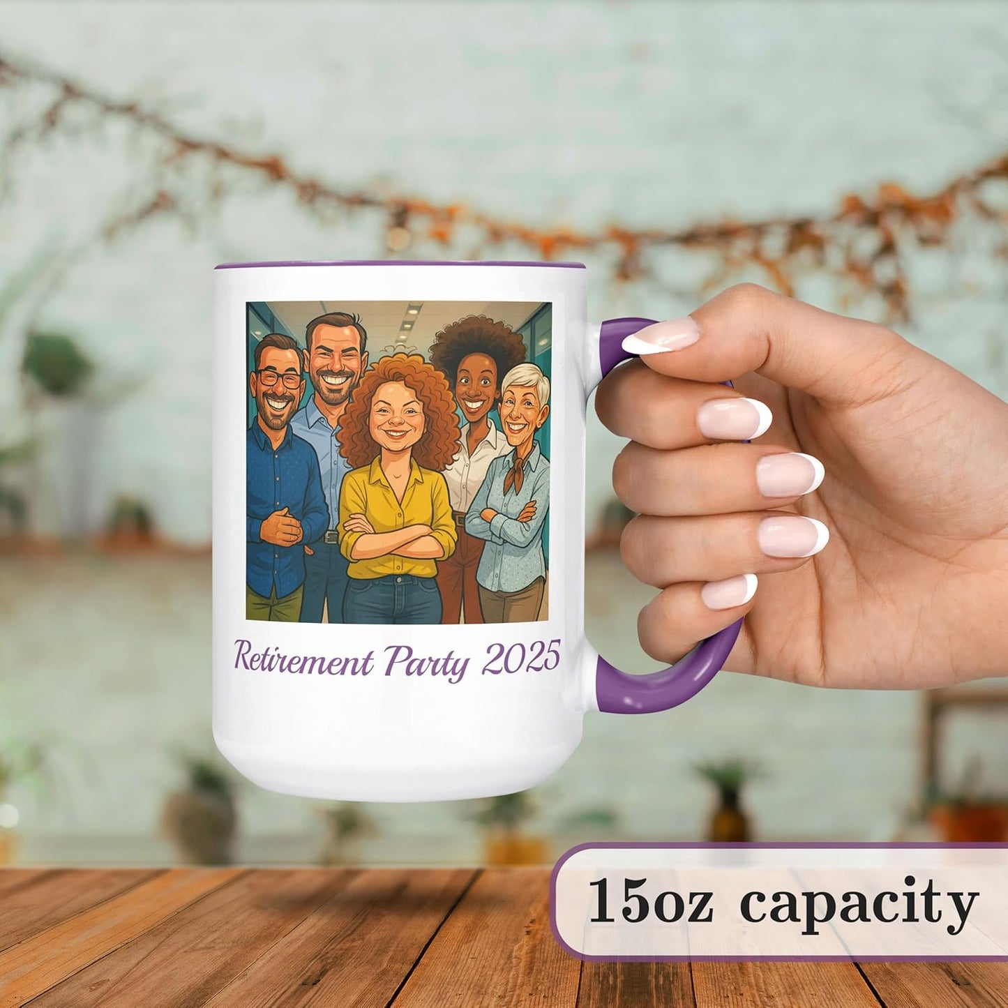 Personalized Coffee Mug, Custom Photo Caricature Gift, Funny Customized Coffee Gift for Men & Women, Custom Mugs with Pictures, Purple 15oz Customized Ceramic Tea Cup