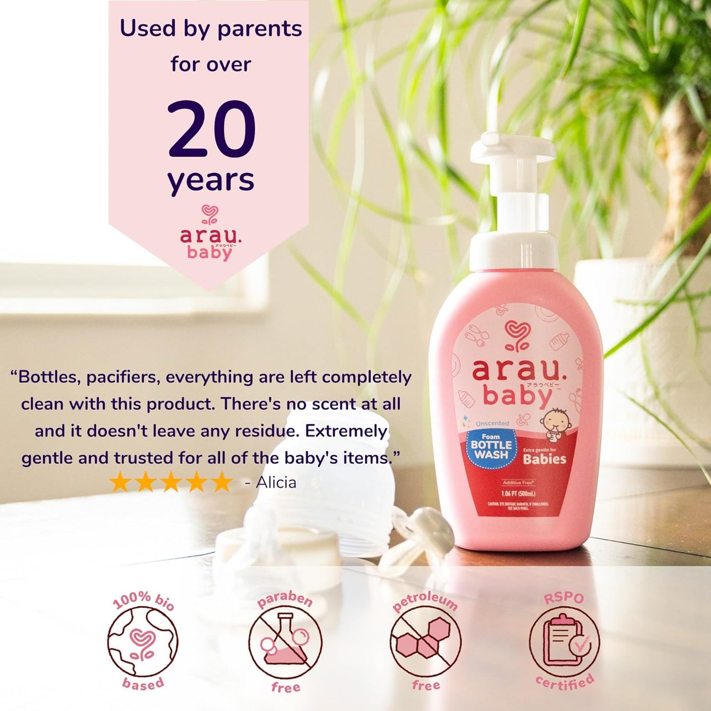 Foam Bottle Wash - Gentle Cleansing Soap for Bottles, Pacifiers, Toys, Dirty Surfaces, Foam Dish Soap, Plant Based, Safe for Baby, Trusted Baby Care Brand (16.9 fl oz - Pack of 3)