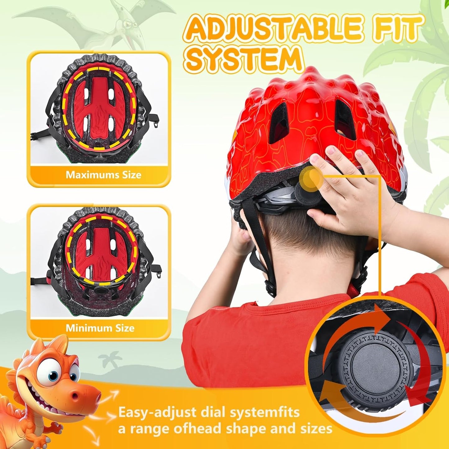 Toddler/Kids Bike Helmet Set for Boys Girls 3D Adjustable Kids Helmet Protective Gear Set Knee Elbow Wrist Pads and Multi-Sports Skateboard Scooter Cycling Roller Balance Bike