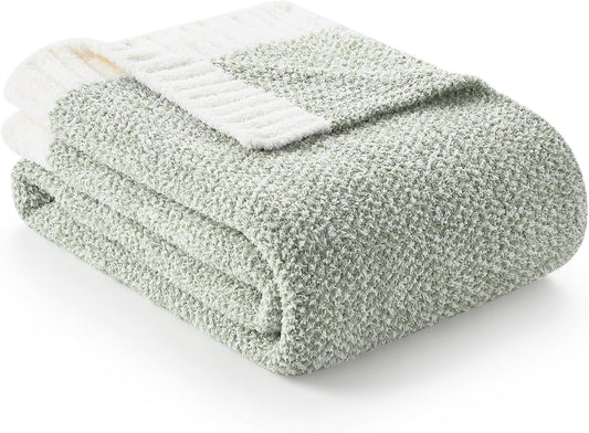 Snuggle Sac Sage Green Throw Blanket 50"x70", Super Soft Warm Microfiber Blankets Cozy Knit Fuzzy Lightweight Oversized Throws for Couch, Sofa, Bed, Camping, Picnic (Sage Green, 50x70 inches