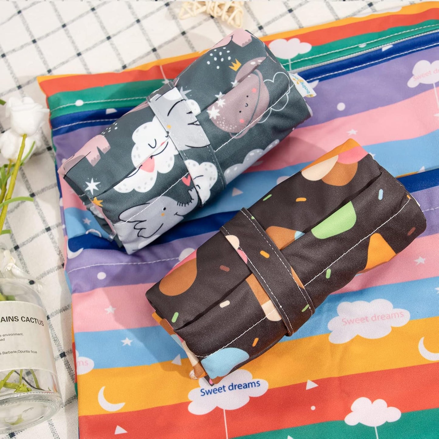 babygoal Wet Dry Bags 3 Pack for Baby Cloth Diapers, Washable Travel Bags, Beach, Pool, Gym Bag for Swimsuits & Wet Clothes with Two Zippered Pockets 3LN27