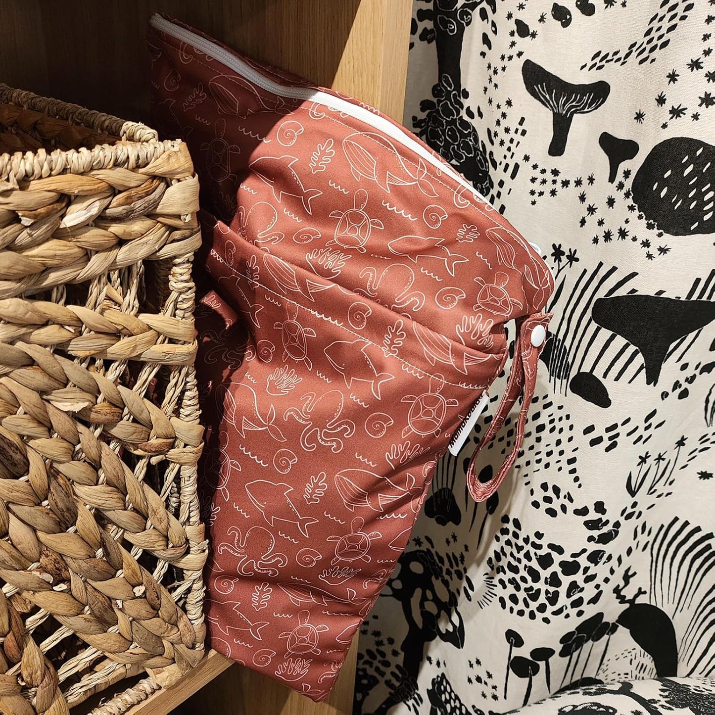 Mama Koala Waterproof Wet Dry Bags for Baby Items, Cloth Diapers, Swimsuits, Travel, Gym Clothes, Beach, Pump Parts, Toiletries, Two Zippered Pockets, 2 Pack (W020)