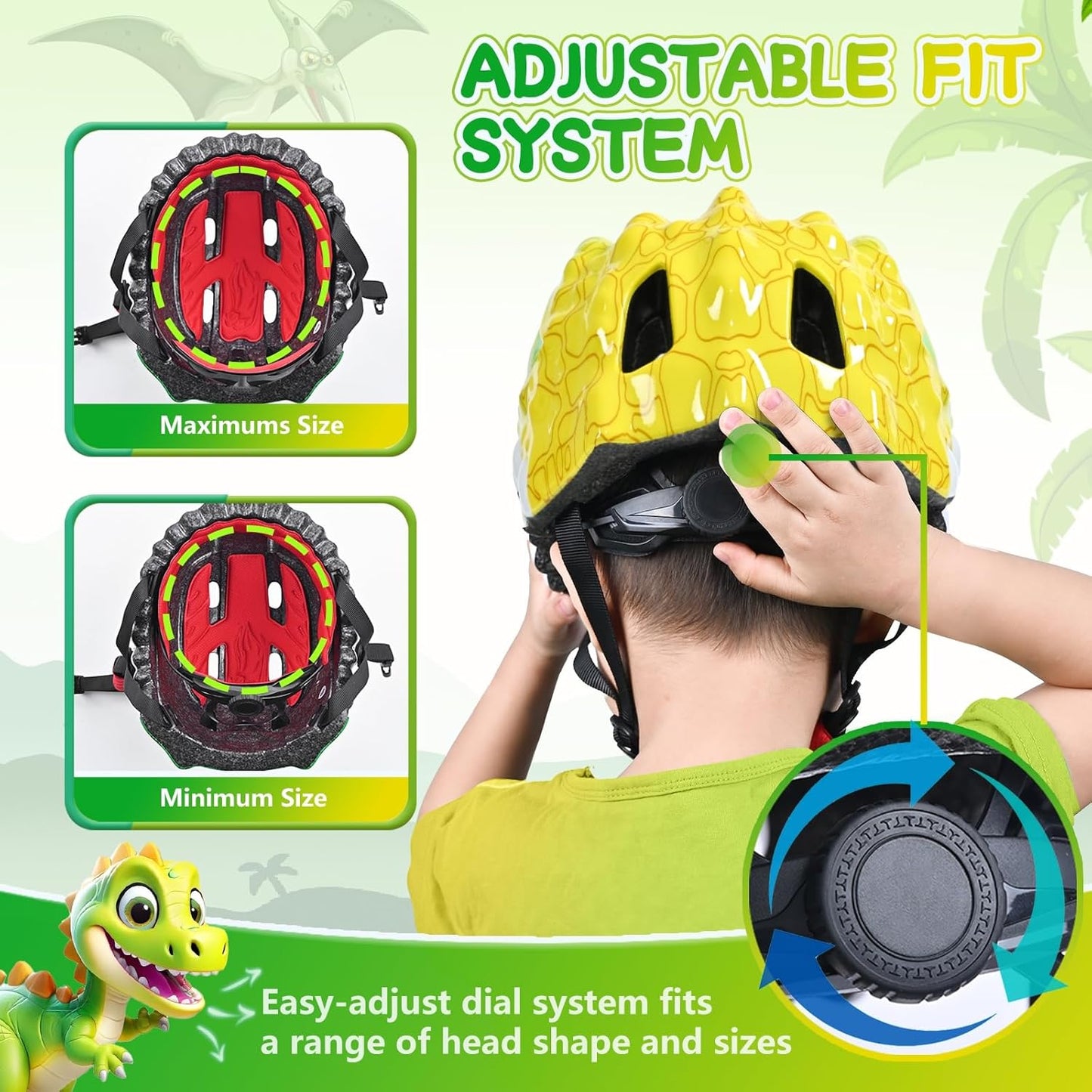 Toddler/Kids Bike Helmet Set for Boys Girls 3D Adjustable Kids Helmet Protective Gear Set Knee Elbow Wrist Pads and Multi-Sports Skateboard Scooter Cycling Roller Balance Bike