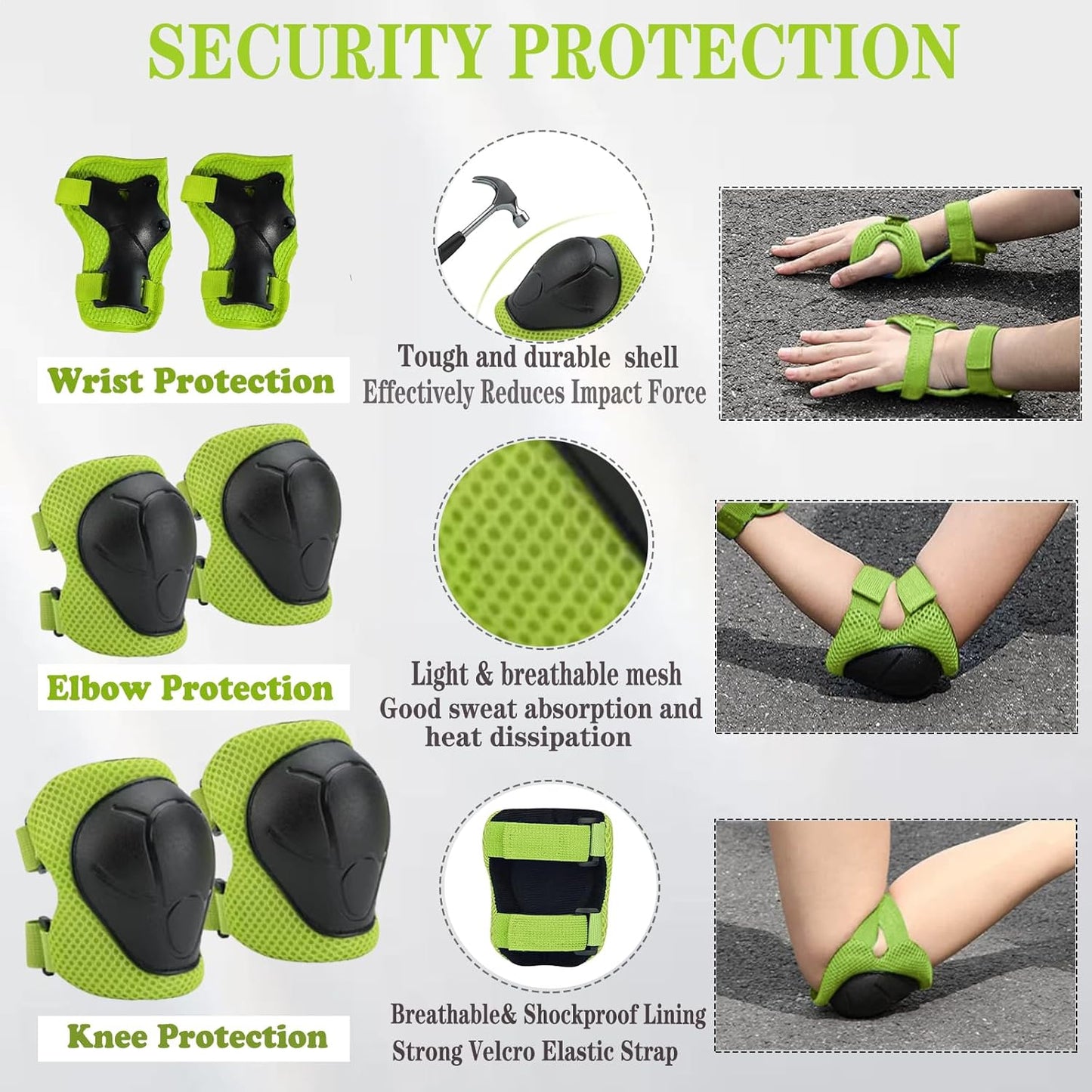 Kids Helmet,Toddler Skateboard Helmets for Ages 2-3-5-8-14 Years Boys Girls with Knee and Elbow Pads Wrist Guards fit Roller Skates,Skateboarding,Skating Scooter Adjustable Kids Helmet