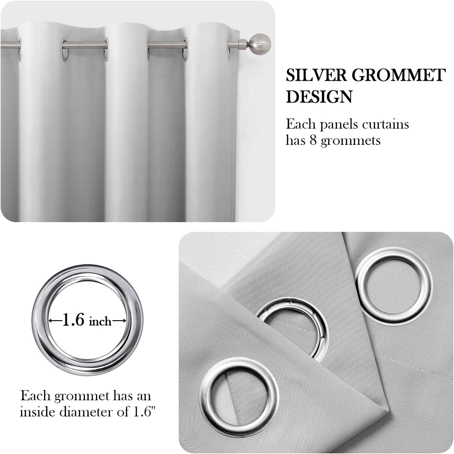 HOMEIDEAS Grey Gray Ombre Blackout Curtains 52 X 84 Inch Length Gradient Room Darkening Thermal Insulated Energy Saving Grommet 2 Panels Window Drapes for Living Room, Bedroom