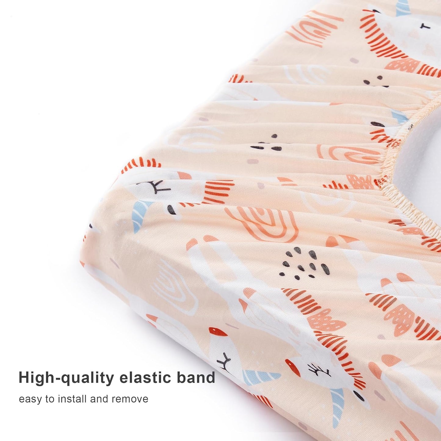 TILLYOU Changing Pad Cover Set in Soft Jersey Material - Fits 32"/34''x16 Contoured Pad for Babies, Unicorn & Meat Powder