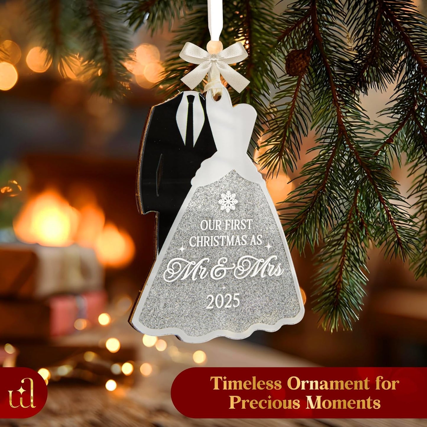 Our First Christmas As Mr and Mrs 2025 - Just Married Ornaments, Wedding Ornament for Couple, Unique Wedding Gifts for Bride and Groom, 1st Married Newlywed Christmas Ornaments 2025
