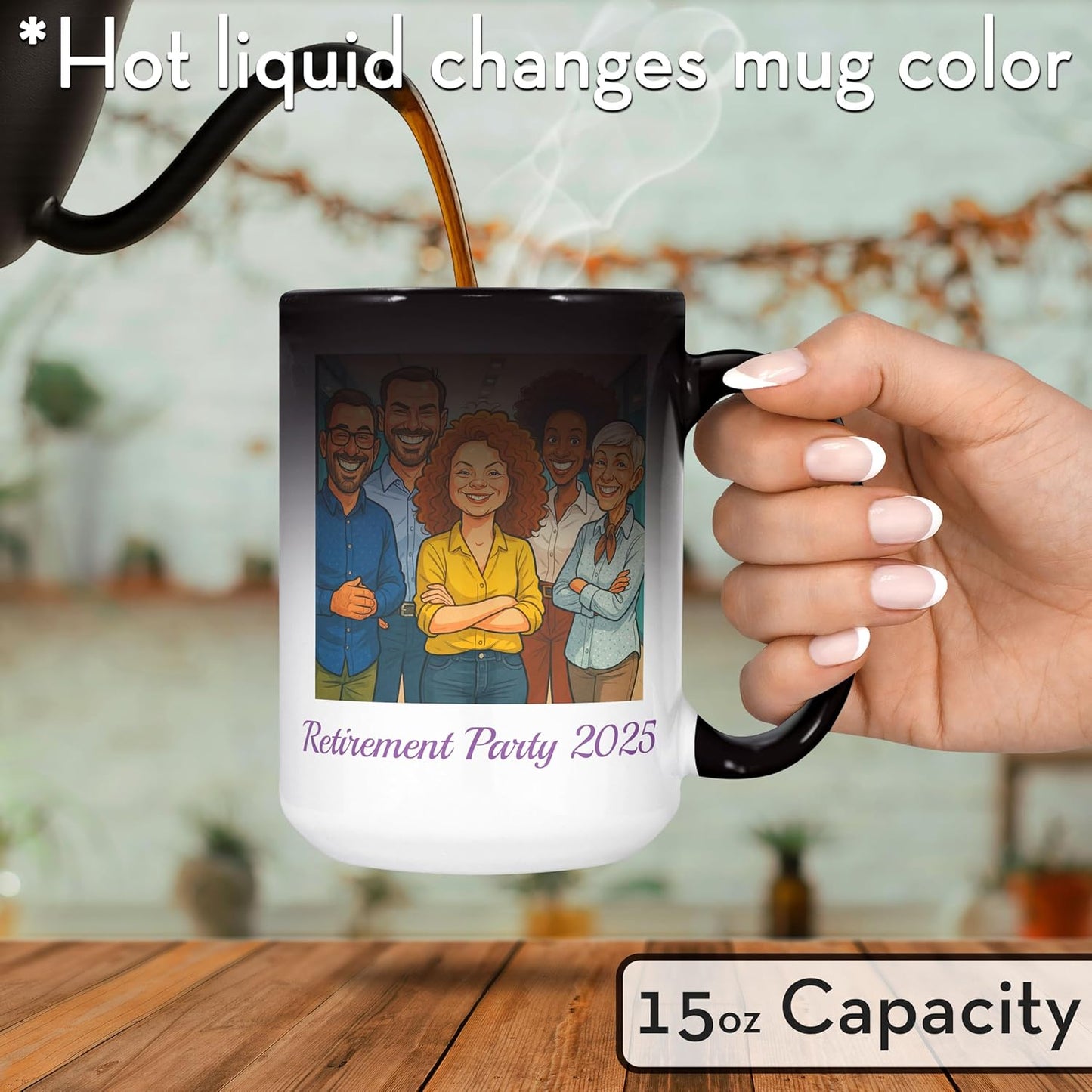 Personalized Coffee Mug, Custom Photo Caricature Gift, Funny Customized Coffee Gift for Men & Women, Custom Mugs with Pictures, Color Changing 15oz Father's Day Mug