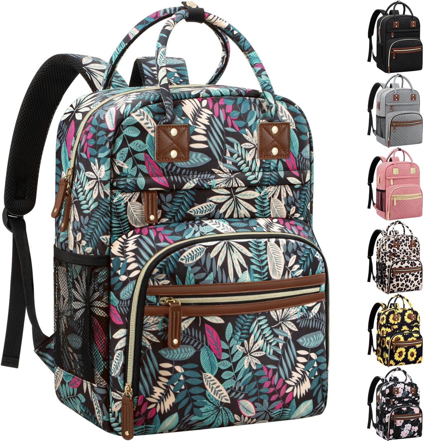 Diaper Bag Backpack Tote for Women Large Capacity, Baby Bag with Insulated Pockets Multifunctional Diaper Bags For Baby Girl Boy Waterproof Baby Bags For Boys Girls Mama Maternity Bag Colorful Leaves