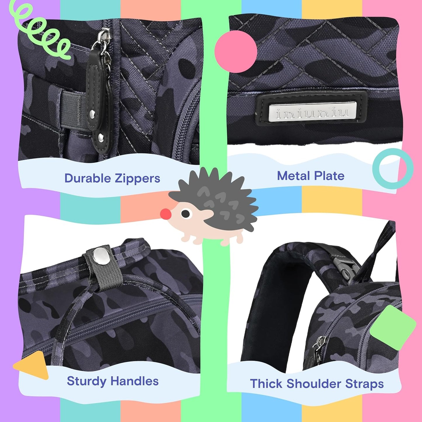 iniuniu Diaper Bag Backpack, 4 in 1 kit Large Unisex Baby Bags for Boys Girls, Waterproof Travel Back Pack with Diaper Pouch