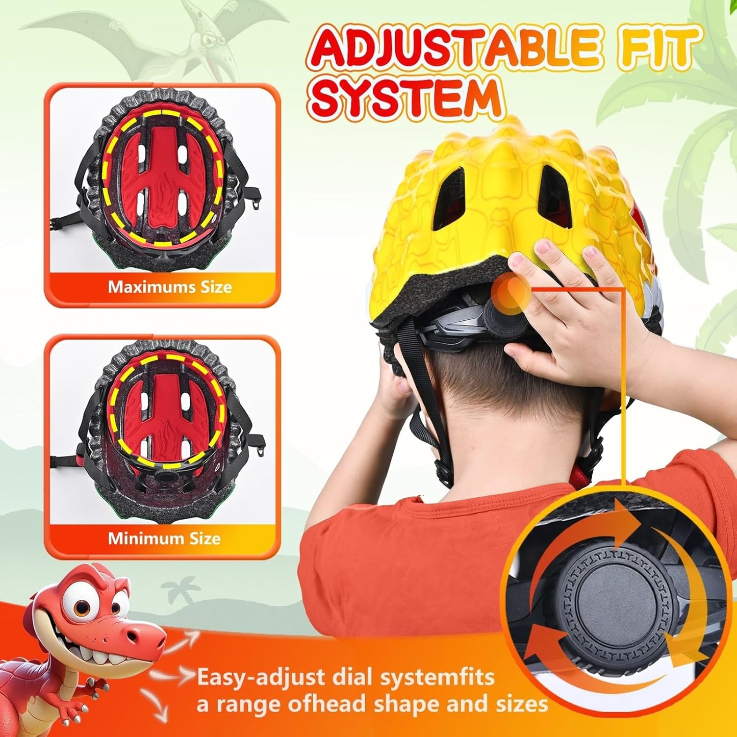 Toddler/Kids Bike Helmet Set for Boys Girls 3D Adjustable Kids Helmet Protective Gear Set Knee Elbow Wrist Pads and Multi-Sports Skateboard Scooter Cycling Roller Balance Bike