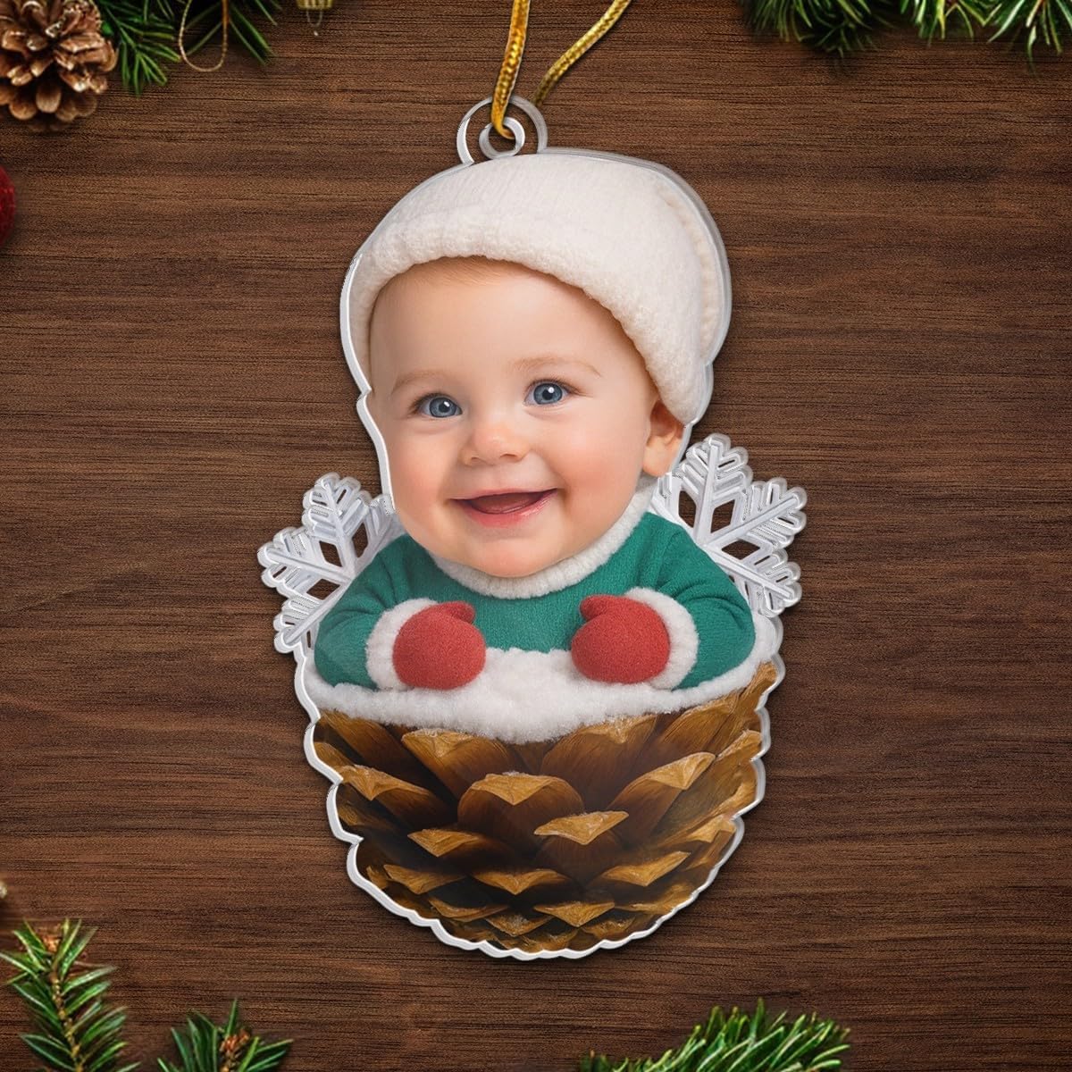 Pawfect House Custom Photo 2D Acrylic Ornament, Personalized Christmas Baby Shower, Gender Reveal Gifts for New Moms, New Dads, Parents, Cutest Pinecone On The Tree, First Time Mom Gifts, Xmas Decor