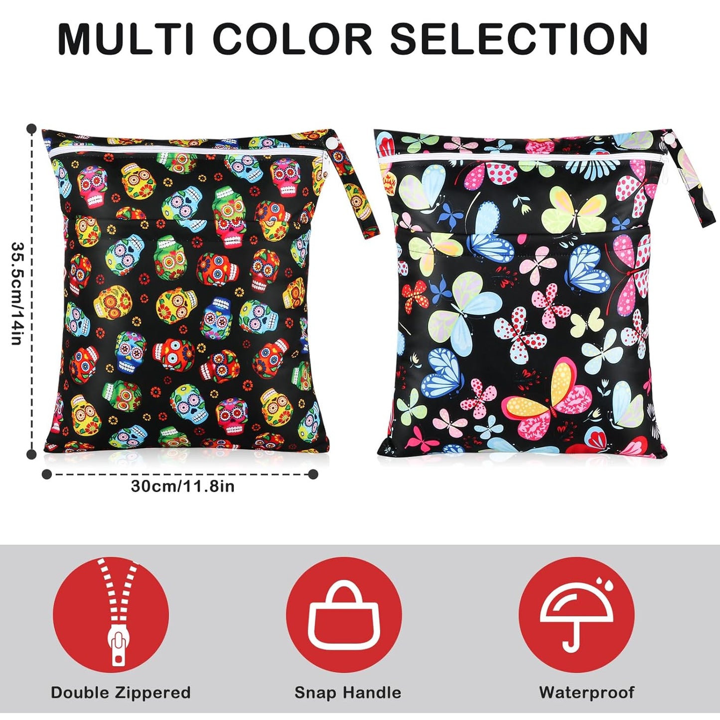 Angel Love Wet Bag for Swimsuit, Baby 2PCS Waterproof Washable Reusable Wet Bag with Two Zippered Pockets - Beach, Pool, Gym Bag for Swimsuits or Wet Clothes L281282