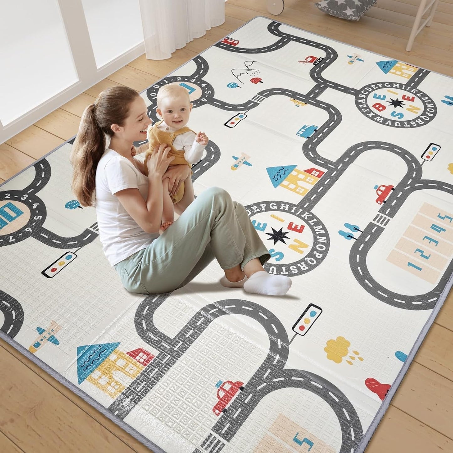 FLAGAV Baby Play Mat, 79 x 59 Inch Foldable Playmat for Babies and Toddlers, Waterproof and Non-Toxic Crawling Mat, Reversible Foam Play Area for Infant Tummy Time, Indoor & Outdoor Use - 200x150 cm
