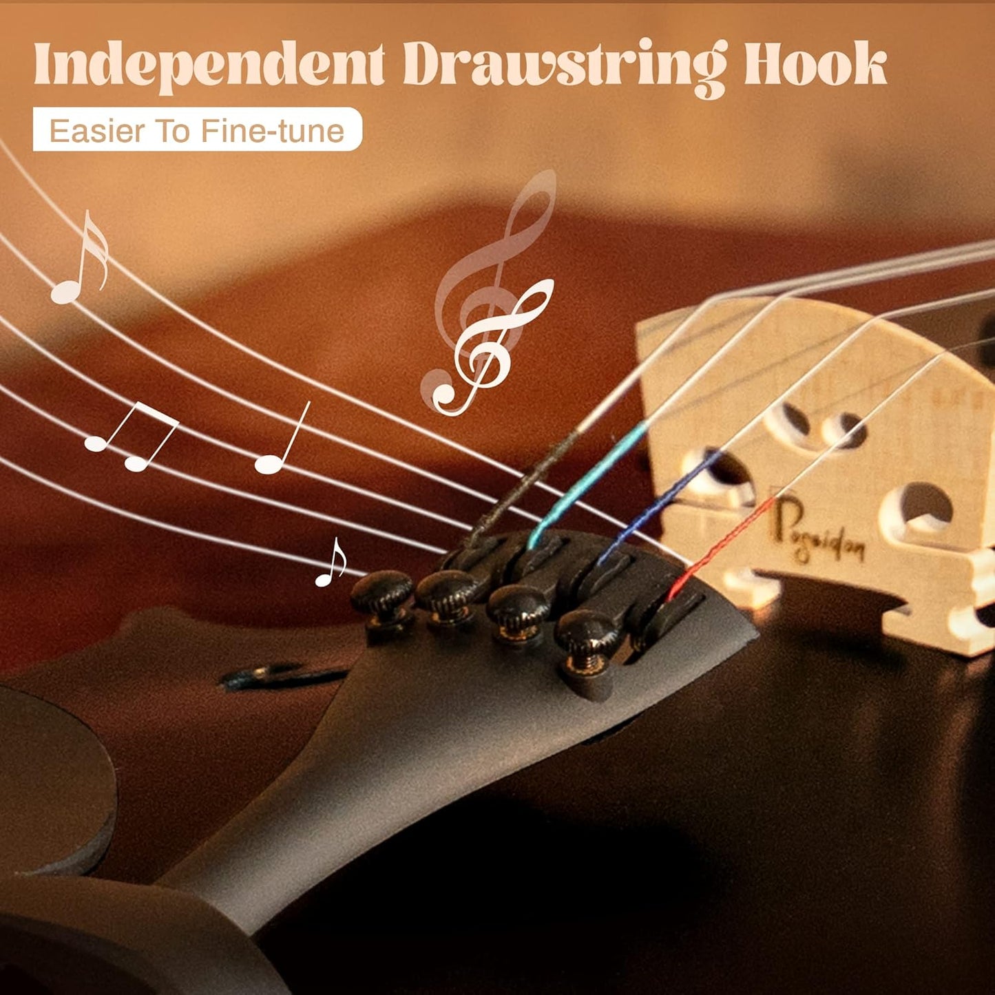 1/4 Violin Size Set for Beginners, Black Violin for Beginner Fiddle Kit with Hard Case, Violin Bow, Rosin, Horse Bridge, Strings 1/4 Full Set, Shoulder Rest, Clip-on Tuner, Manual Instruction