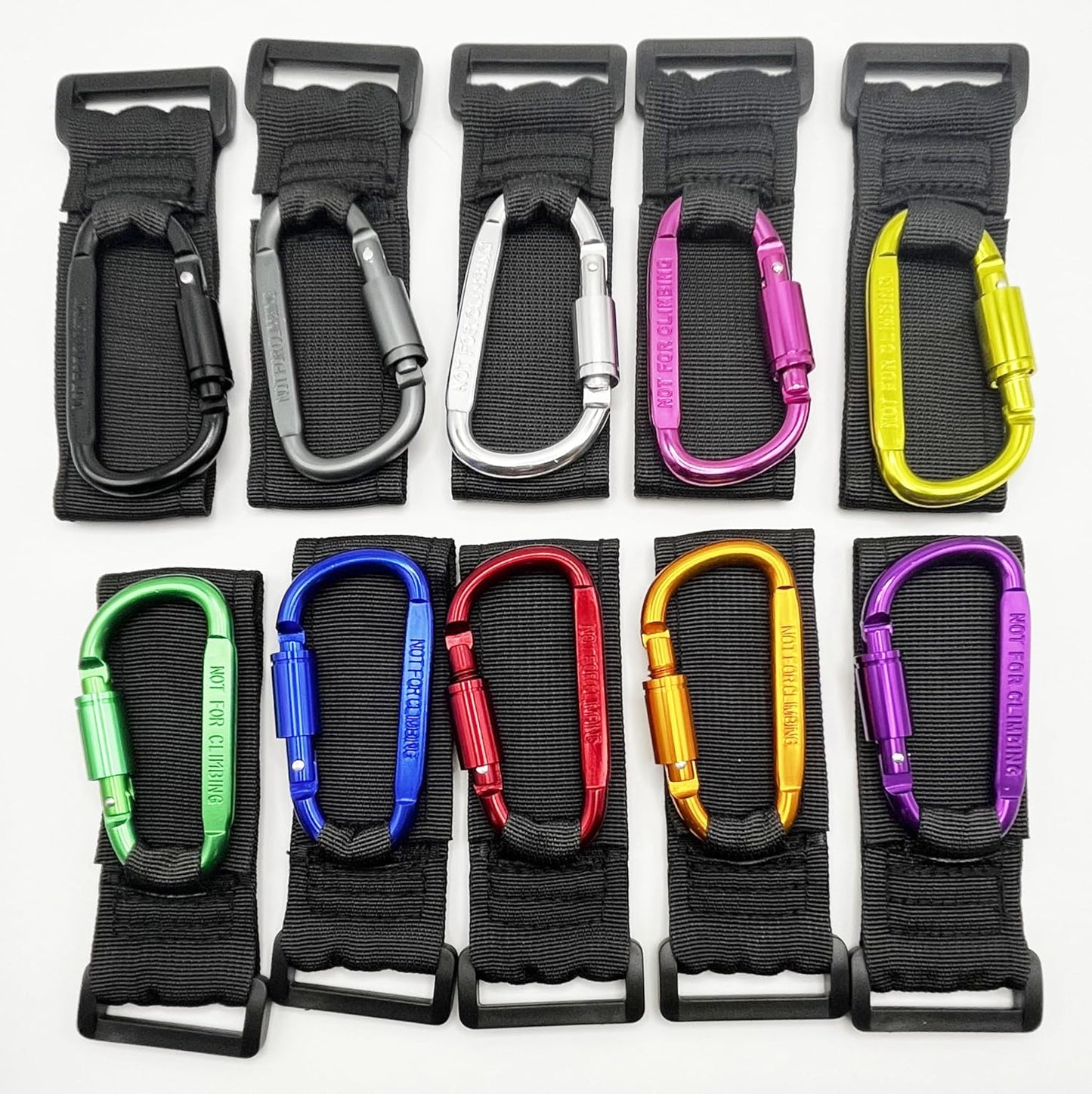 Baby Stroller Hook, Carry 30 lbs per Stroller Carabiner Clip, Adjustable Baby Stroller & Car Seat Hook for Hanging Diaper Bag, Wheelchair, Golf cart, Shopping and Pet Cart(2 Pcs Black)