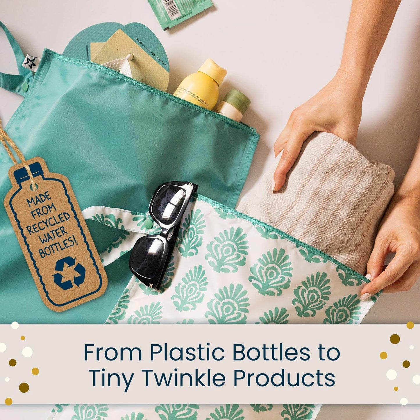 Tiny Twinkle Mess-Proof Waterproof Wet Dry Bag | 2-Pack Reusable Wet Bags for Swimsuits & Baby Clothes | Leakproof Wet Bag for Travel & Diaper Changes for Baby (Boho Rainbow)