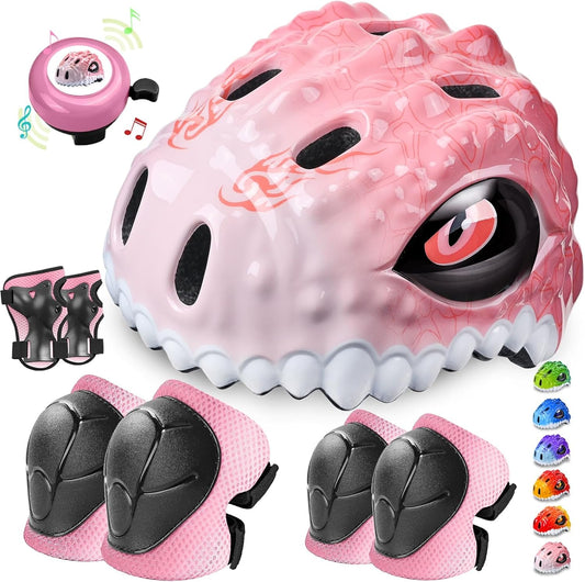 Toddler/Kids Bike Helmet Set for Boys Girls 3D Adjustable Kids Helmet Protective Gear Set Knee Elbow Wrist Pads and Multi-Sports Skateboard Scooter Cycling Roller Balance Bike