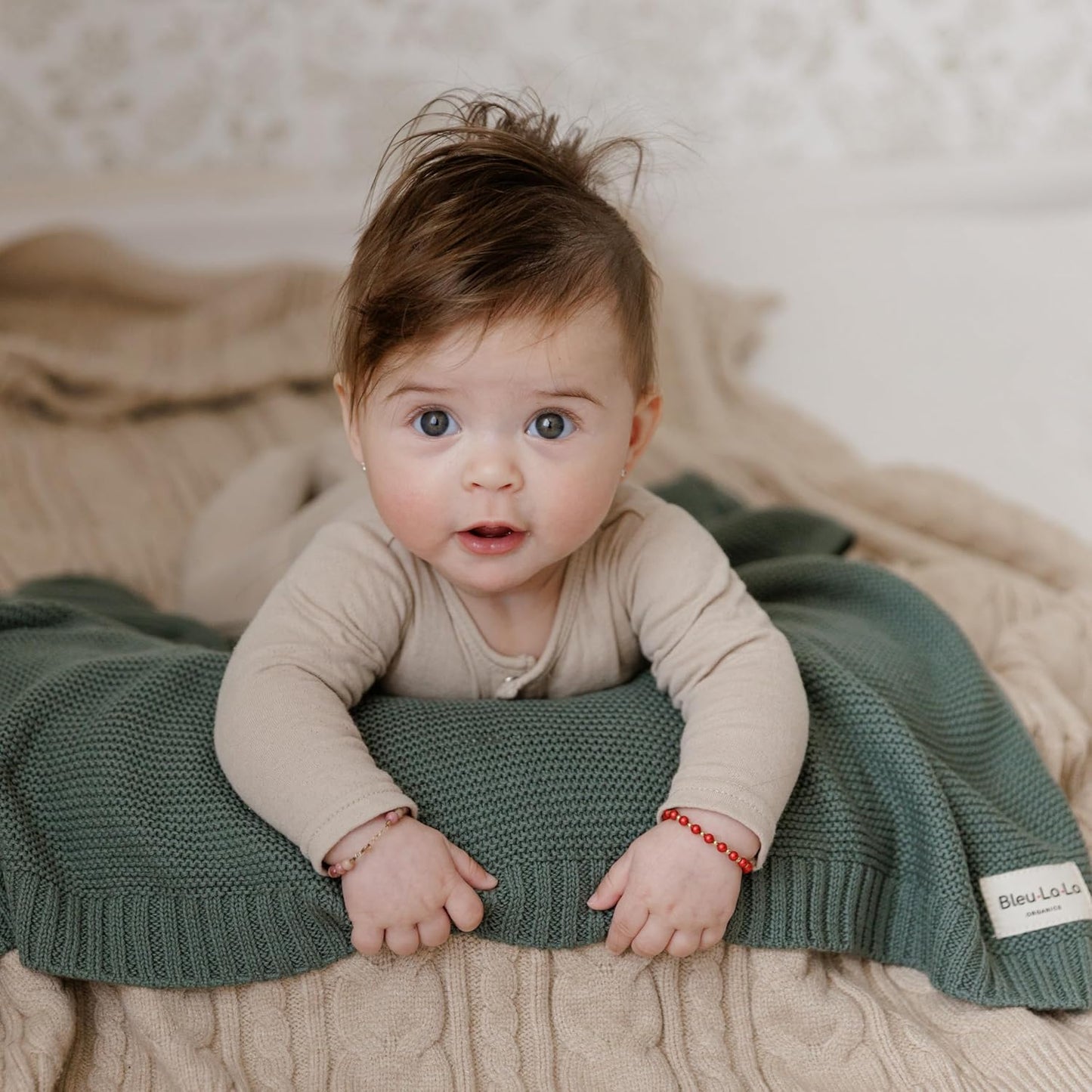 Heritage Knit Organic Swaddle Blanket for Girls - 100% Soft Luxury Cotton Knit Receving Swaddler - Warm Cozy Crib Swaddling Blanket for Newborns Infants & Toddler (0-2Yrs - Dreamy Lilac)