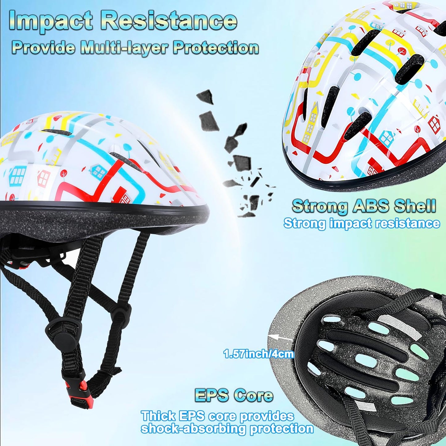 Kids Helmet Adjustable for Kids Ages 3-8 Years Old Boys Girls, Toddler Helmet with Protective Sports Gear Set Knee Elbow Pads Wrist Guards for Cycling Skateboard Scooter