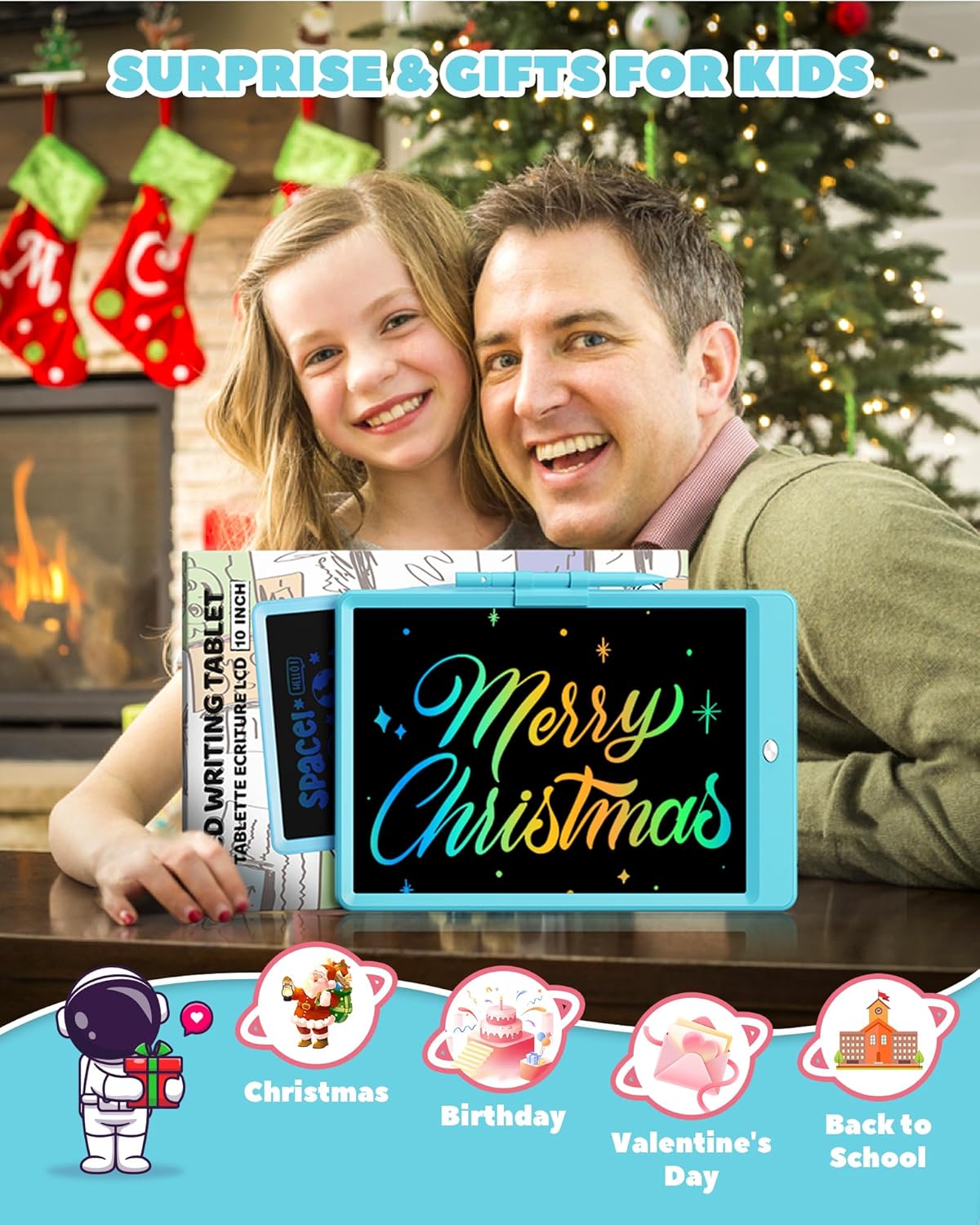 KOKODI LCD Writing Tablet, 16 Inch Colorful Toddler Doodle Board Drawing Tablet, Erasable Reusable Electronic Drawing Pads, Educational and Learning Toy for 3-6 Years Old Boy and Girls